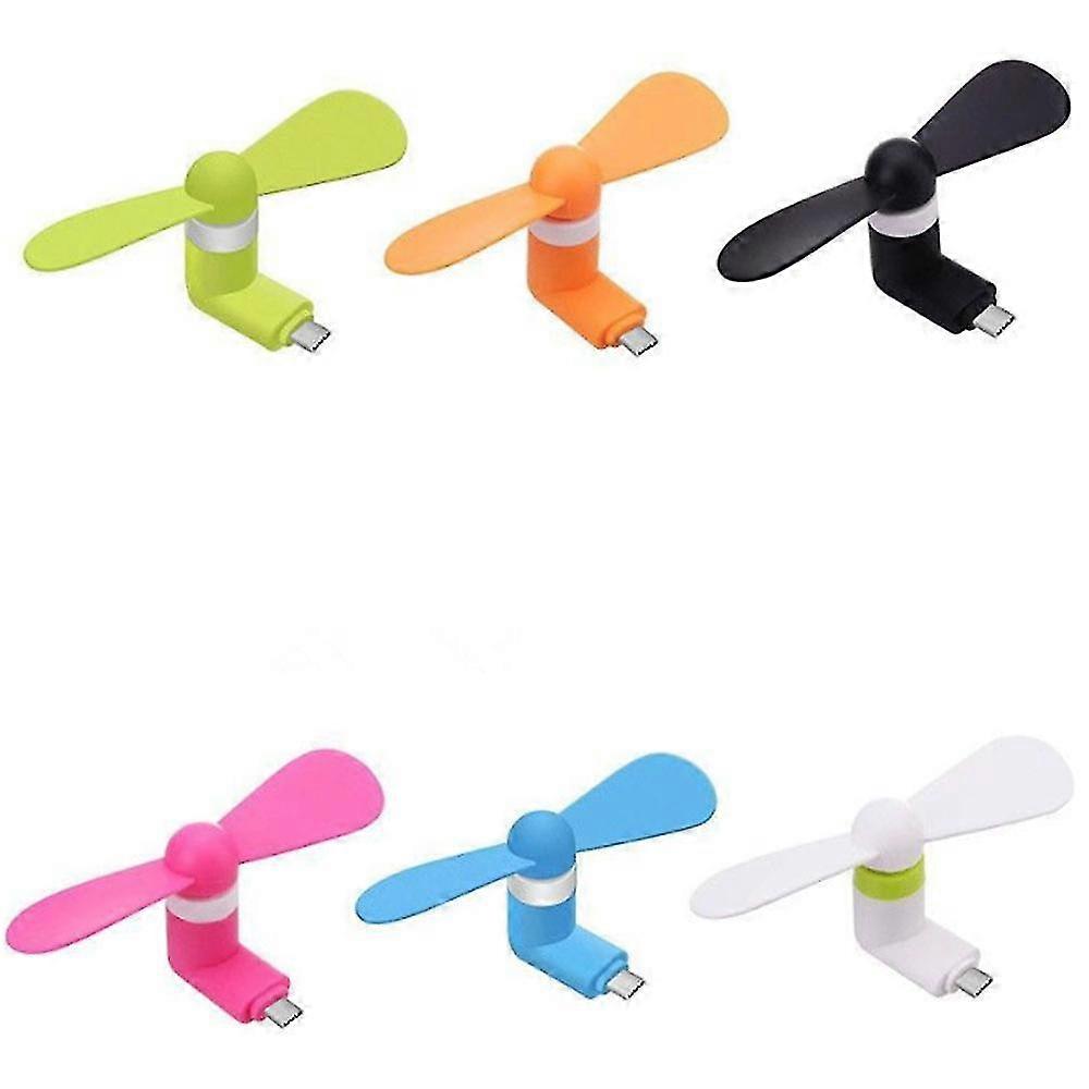 Compact and Portable Type-C Mobile Phone Interface Mini Fans - 6 Pack