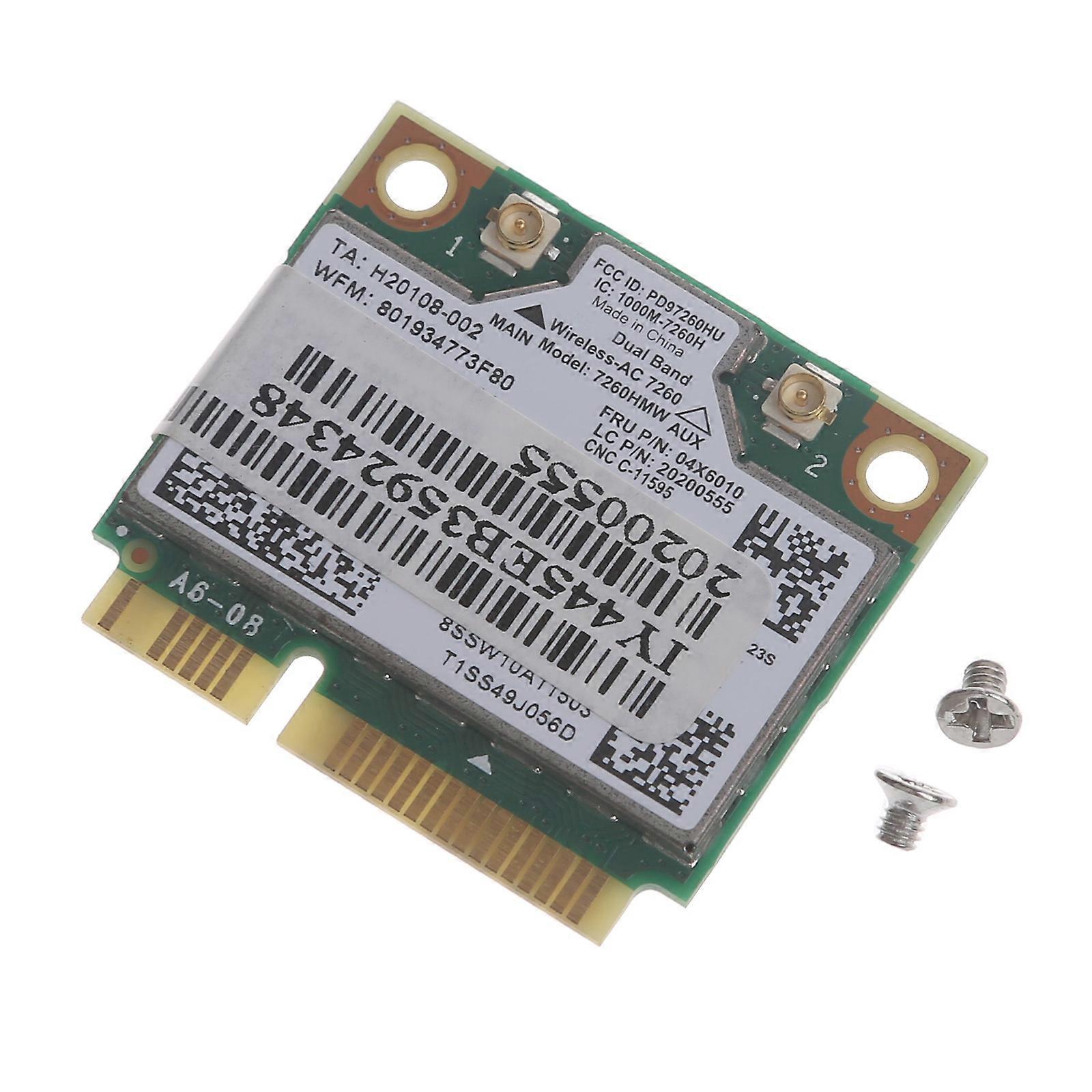 Mini PC-E Wireless-AC Network Card, 7260HMW Bluetooth-compatible 4.0 876Mbps 2.4 / 5 GHz Dual-Band Wireless LAN Card