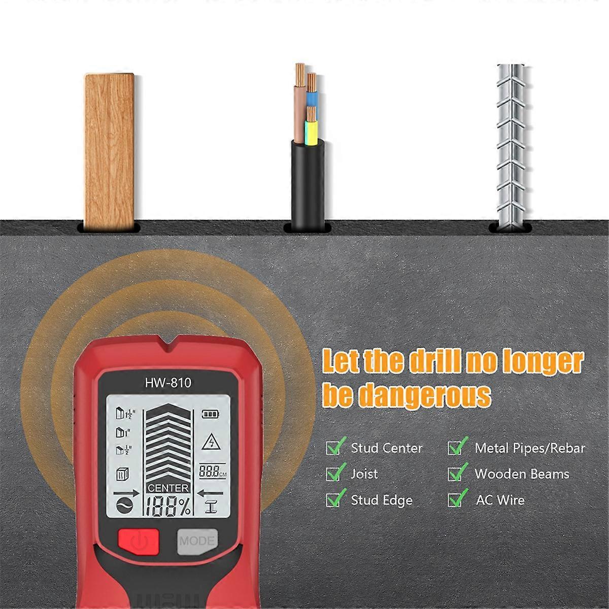 Wall Scanner Metal Detector Electric Metal Wood Studs AC Live Wires Finder with LCD Display Screen