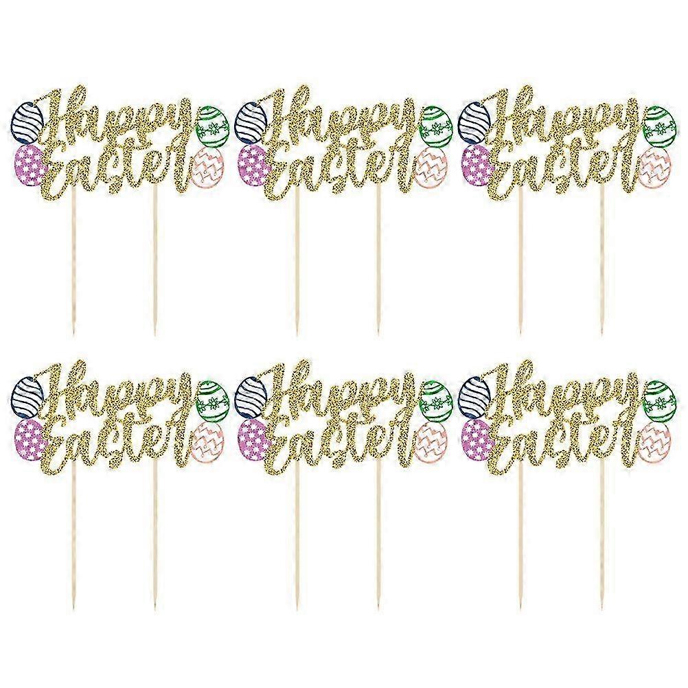 6pcs Easter Day Cake Decors DIY Dessert Toppers Cake Topside Decorations