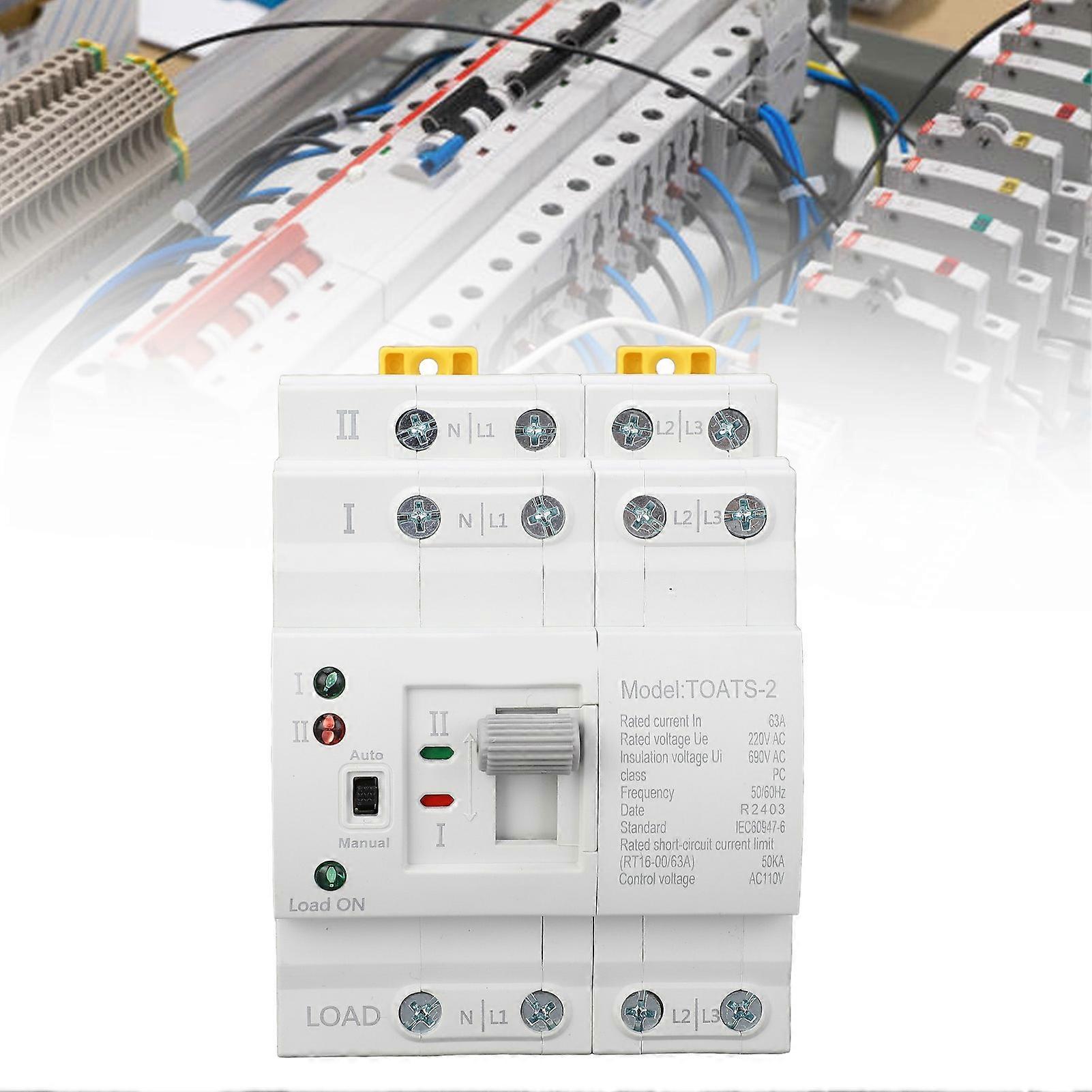 Dual Power Automatic Transfer Switch 4P 63A Emergency Generator Changeover Switch for Home 110V 