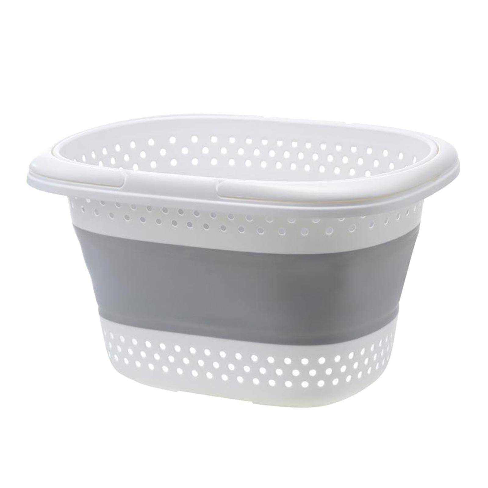 Plastic Collapsible Laundry Drain Basket Clothes Washing Storage Bin Space