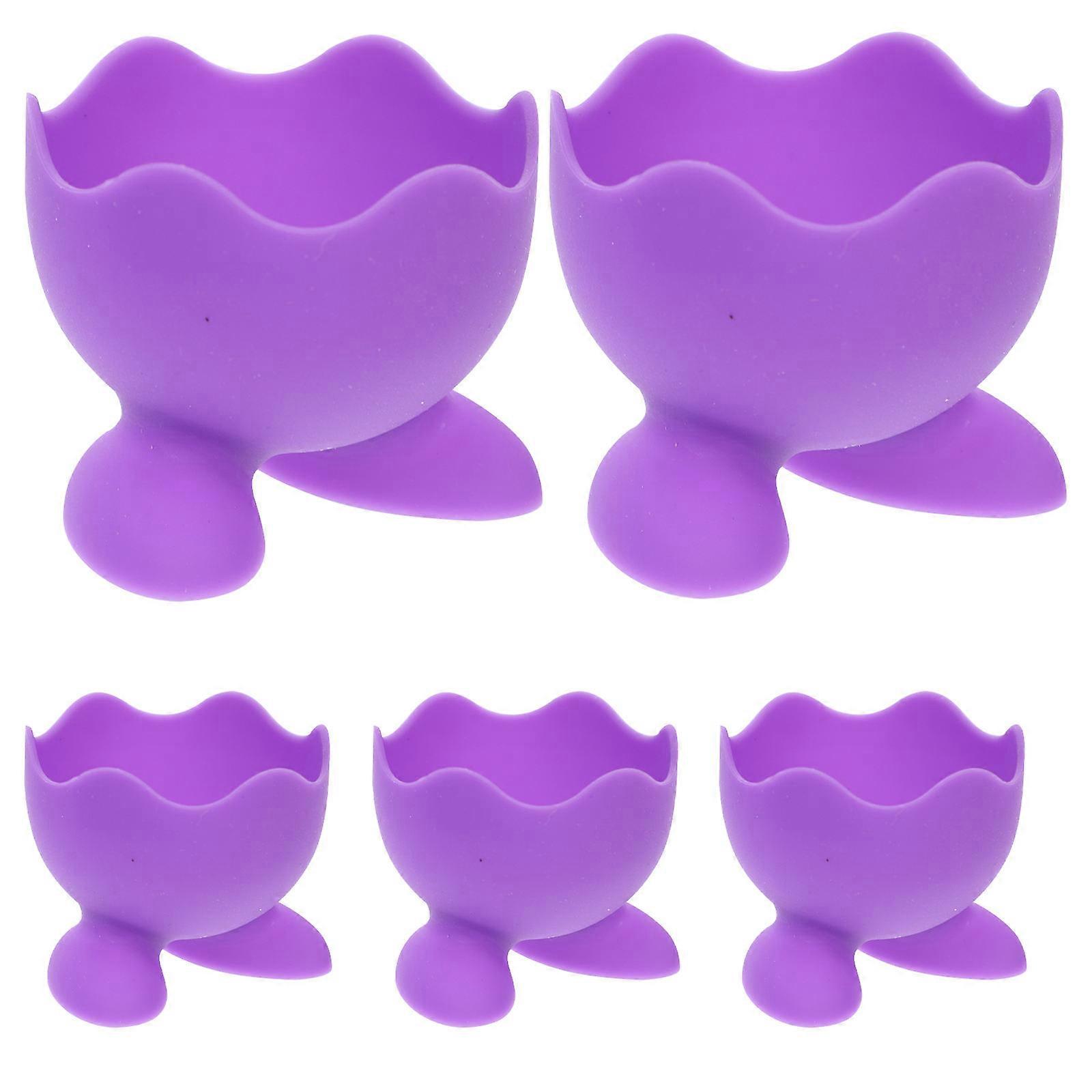 Silicone Egg Cup Holders Non Slip Kitchen Serving Cups with Feet for Home & Bathroom Use, Random Color