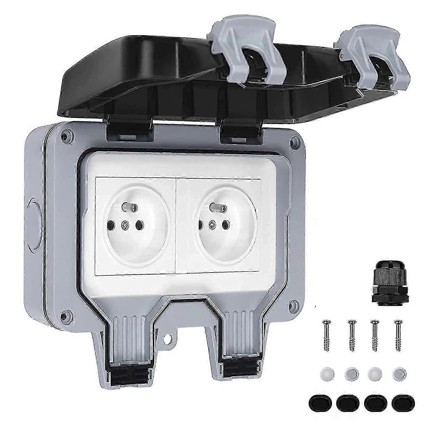 Waterproof Socket Double Outdoor Electrical Outlet IP66 Waterproof Wall Socket 16A