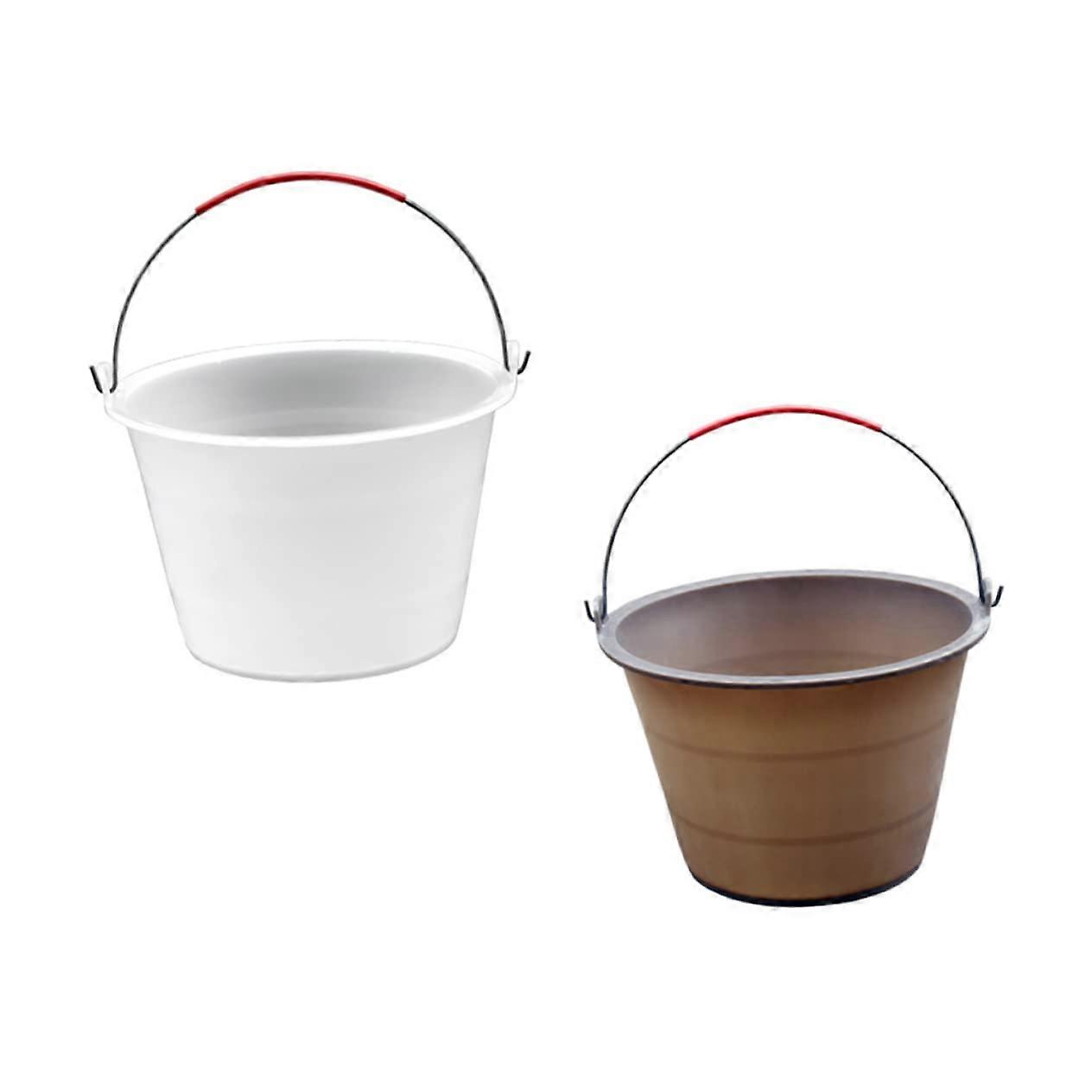 2 pieces cement buckets black round storage concrete mason plaster portable utility bucket