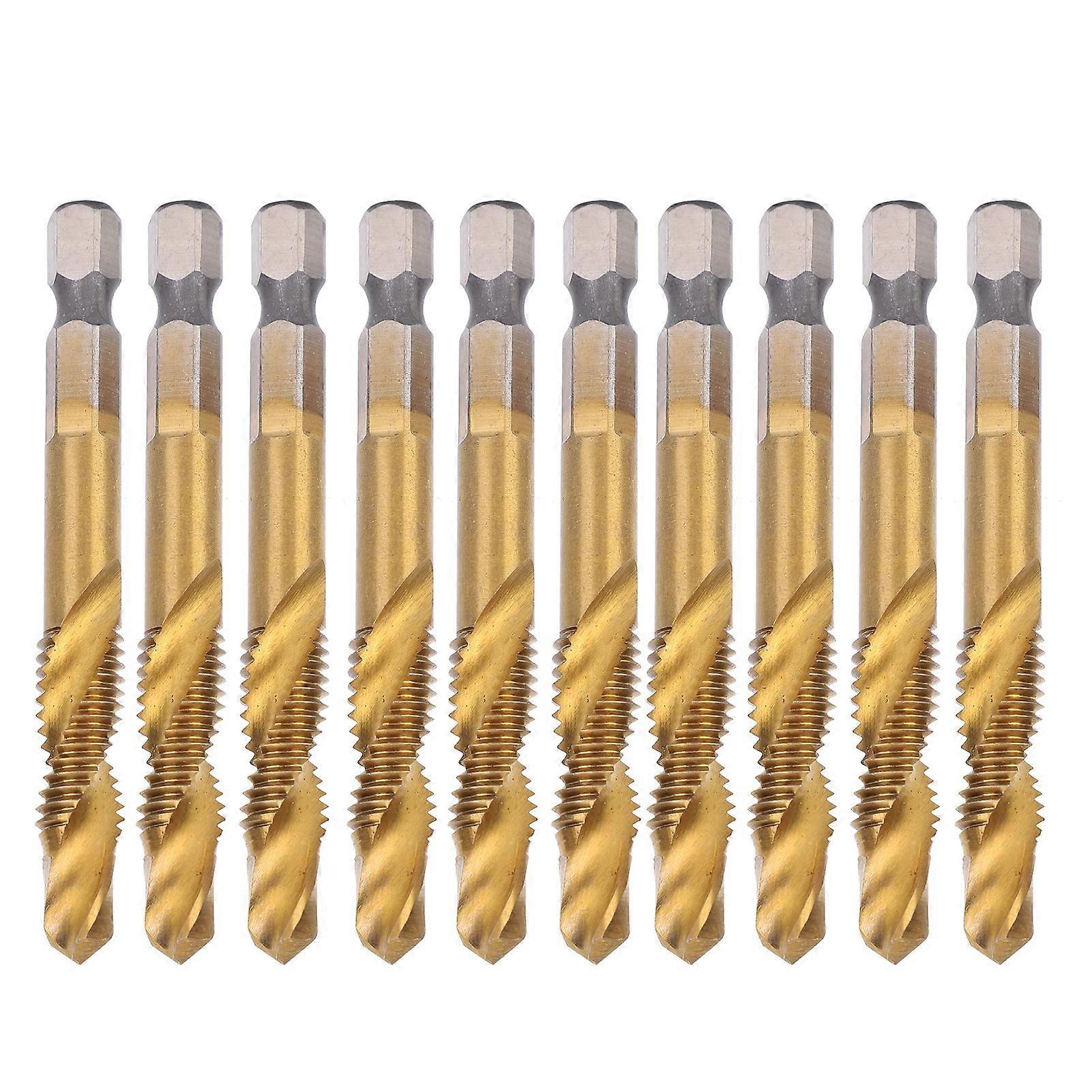 M8 HSS Tap and Drill Bit Set, 10pcs Hex Shank Tap Bits, 6.8mm High-Speed Steel Tapping Tools for Metalworking