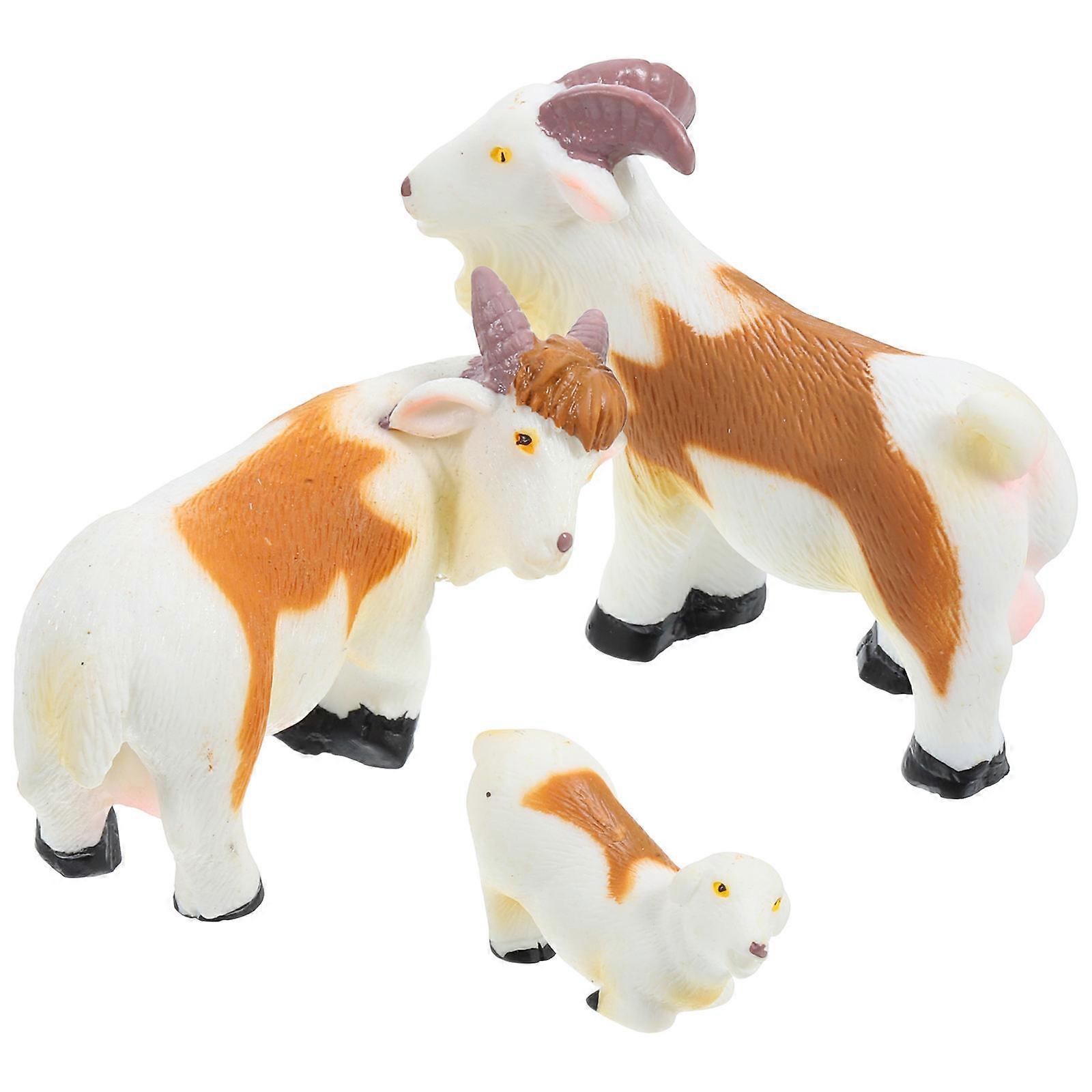 Sheep Toys Mini Goat Figurine For Desktop And Doll House Miniature Design Resin 3Pcs