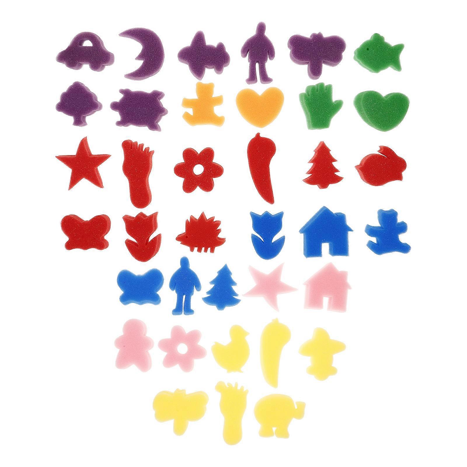Painting Sponges For Kids Shaped Painting Sponge Creative Projects Random Color 5.00X5.00X1.00CM Educational Fun 24Pcs