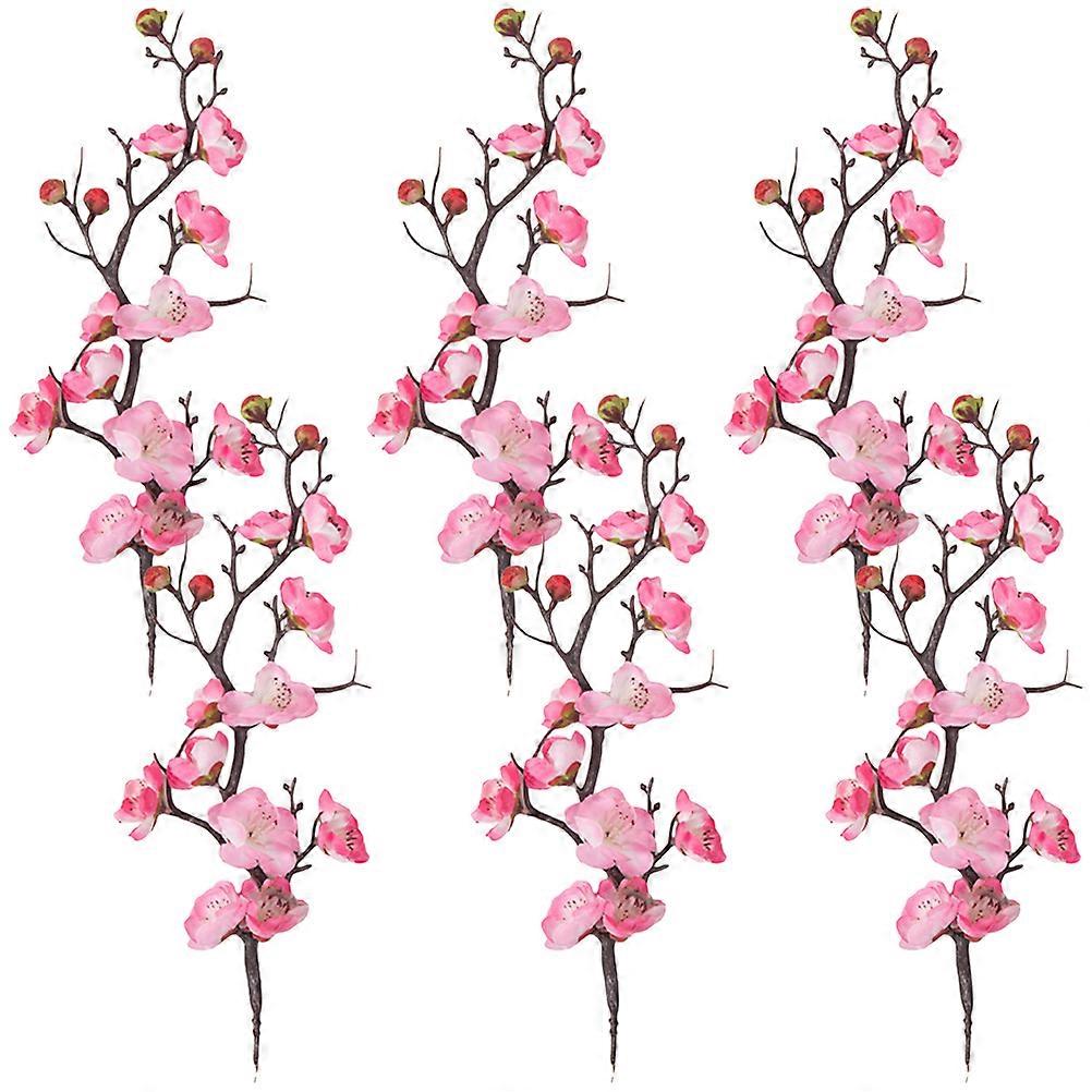 Floral Cake Decorations Cupcake Toppers Birthday Party Cake Picks Plum Blossom Branch Topper Ornaments Pink 30x5cm Decoration 6Pcs