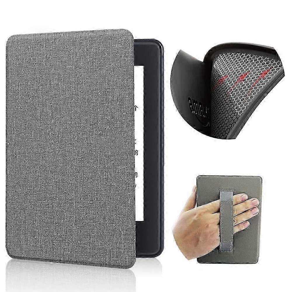 ケース for 7' Kindle ペーパーホワイト ハンドストラップ付き - ウルトラスリムレザースマートカバー for 12th Gen - (グレー)