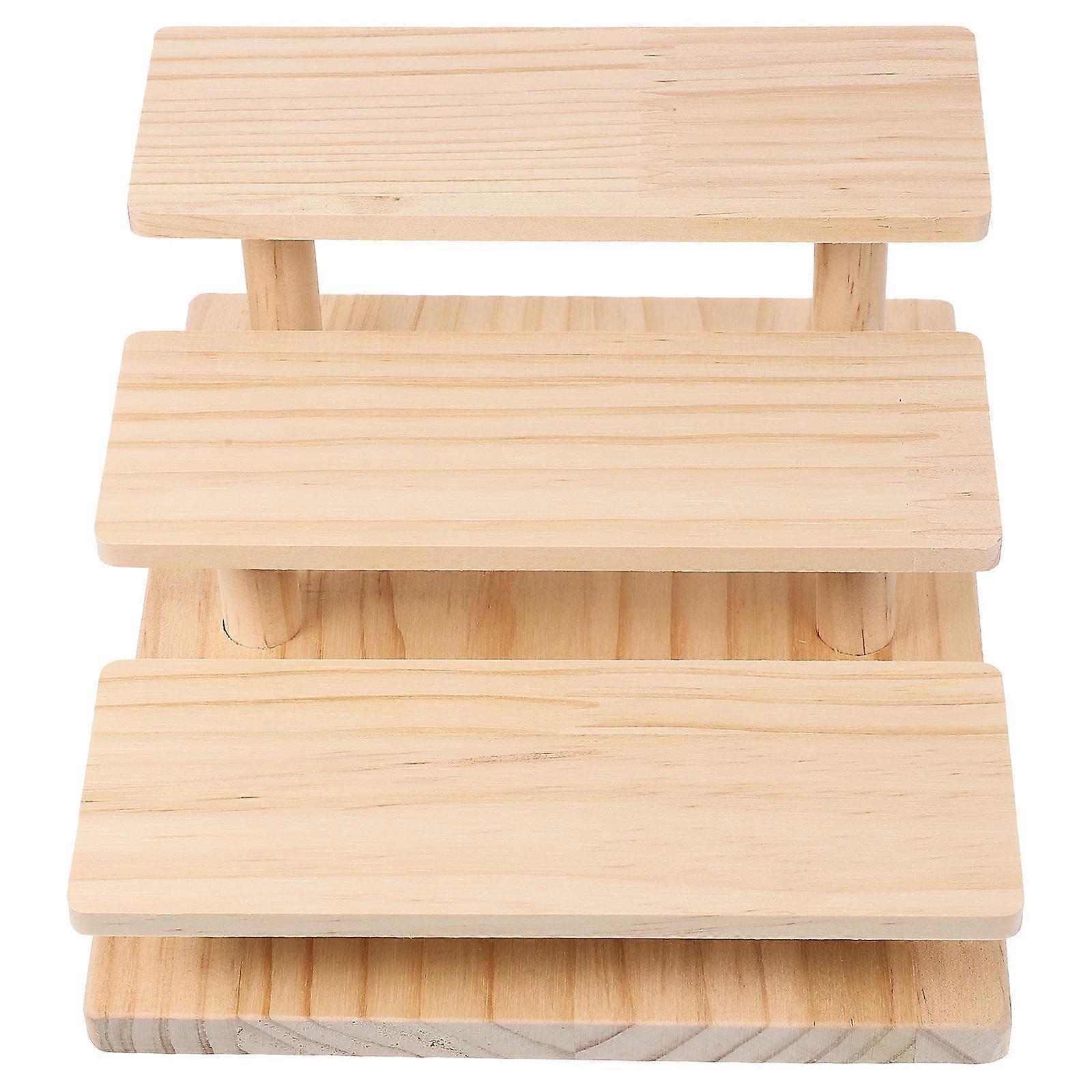 Wood Riser Display Stand Jewelry Craft Decorations Khaki 19.5x16.7x8.3cm Display 1Pack