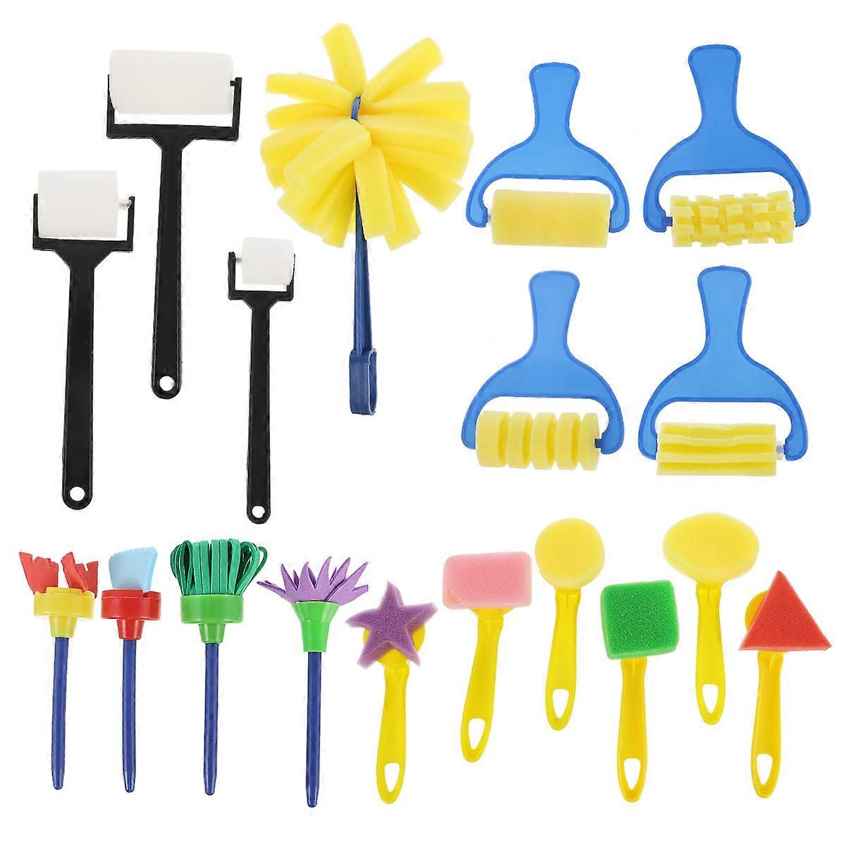 Creative Sponge Painting Kit with Brushes & Roller for DIY Crafts, Art & Learning Activities