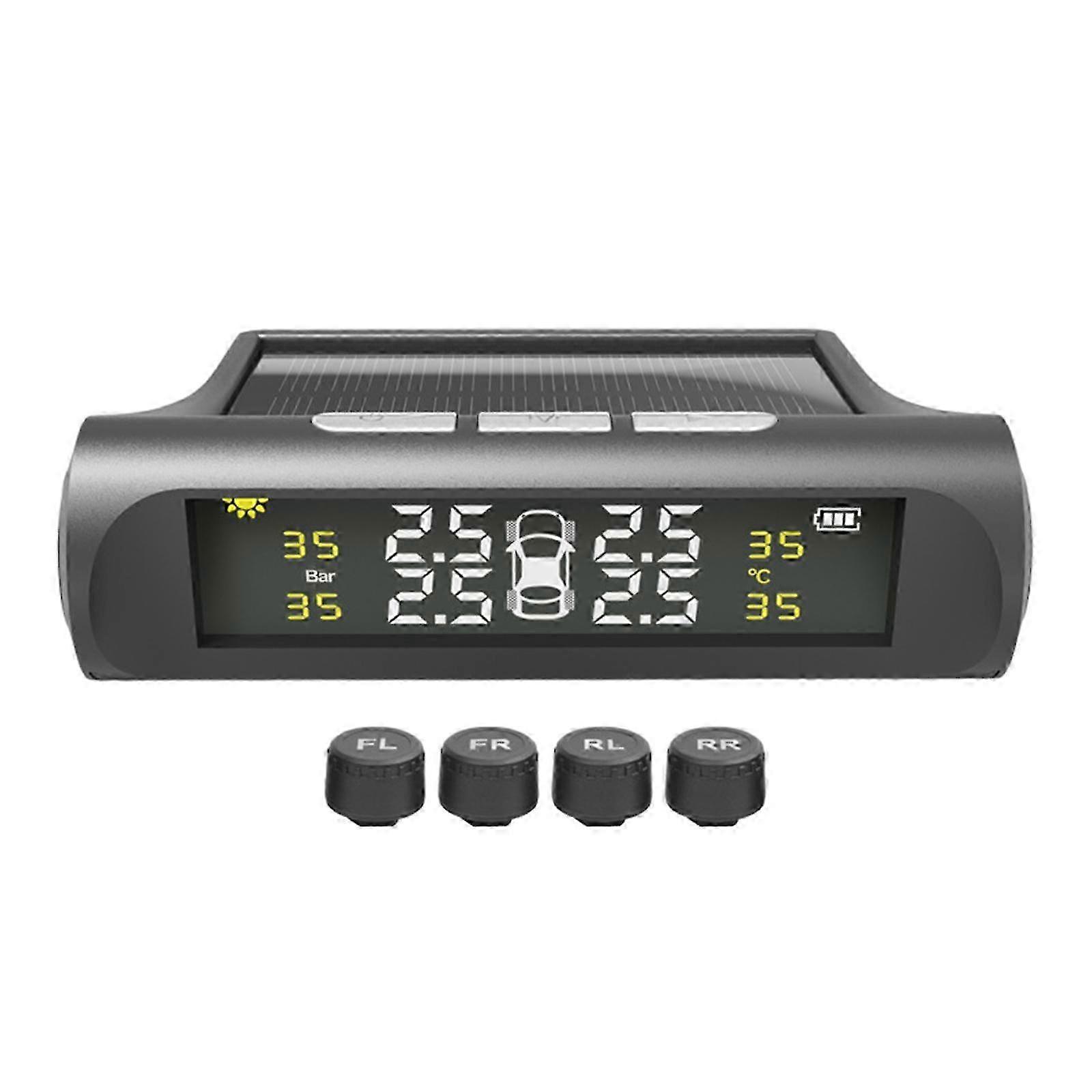 Tire Pressure Monitor System Solar Power and USB Charging LCD Display, Tire Pressure Monitor for Trailer RV SUV Truck hwy