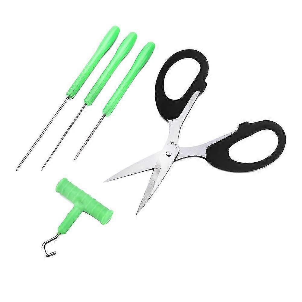 Fishing Baiting Rig Tool Set Bait Needle T handle Knot Puller and Scissor Tackle Rigging Tool