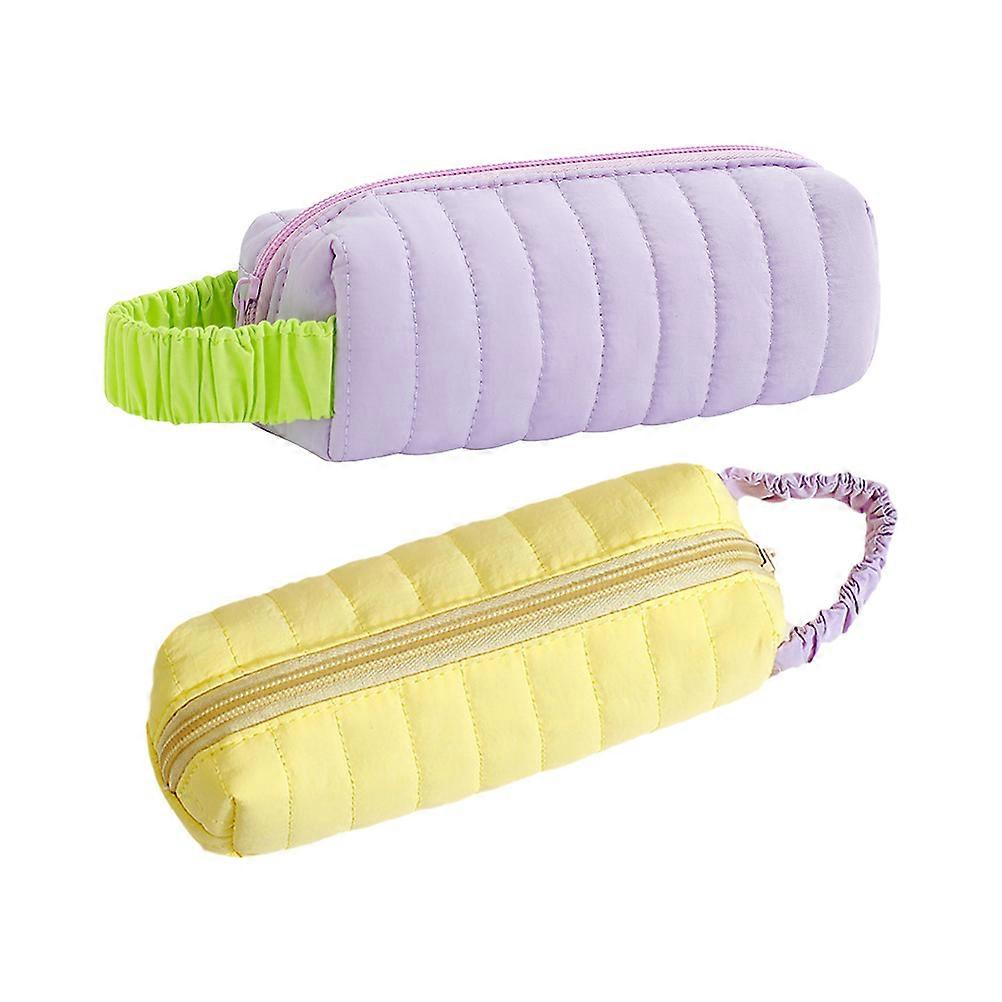 Convenient Pencil Bag Rectangular Simple Design Daily Life Kids 2Set