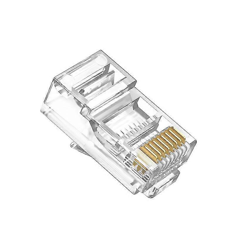 Cat6 Pass Through Connectors - 100 Pack - Easy Crimp Modular Plugs for Solid/Stranded UTP Cable