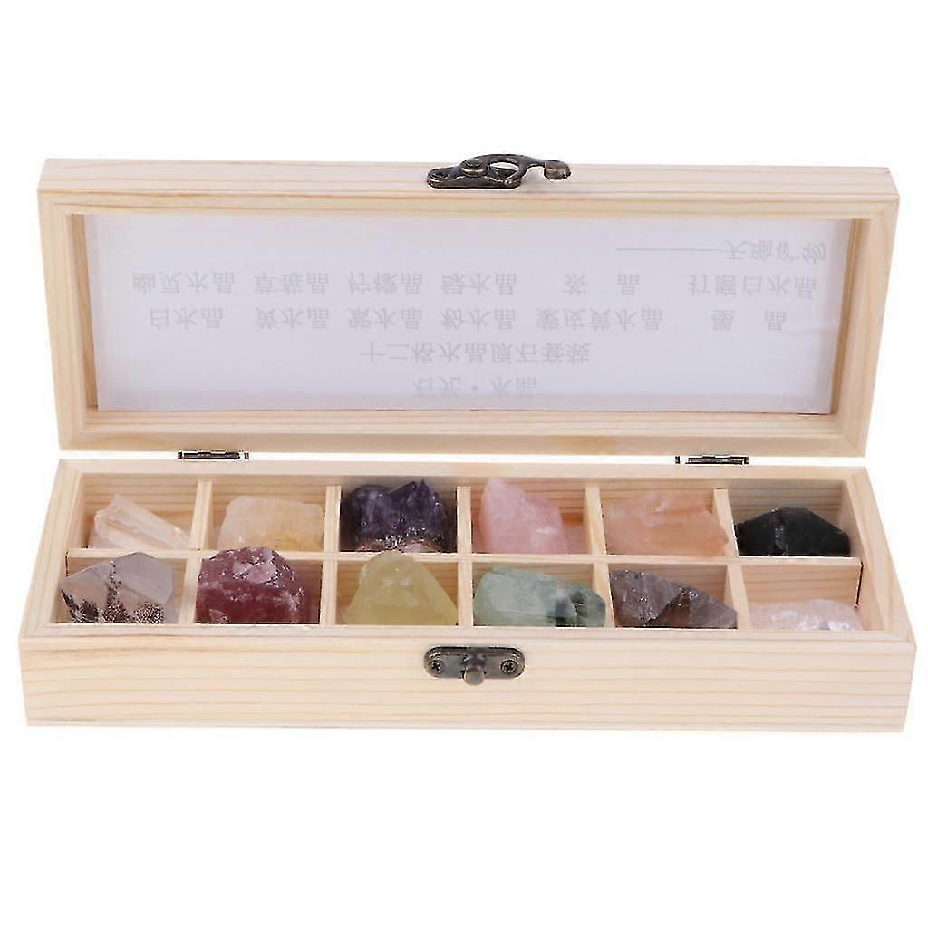 12ロックミネラルコレクション地質学科学地球科学玩具クォーツのボックス