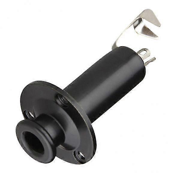 2xBrass 1/4" Strap End Pin Output Input Jack for Electric Guitar Bass black