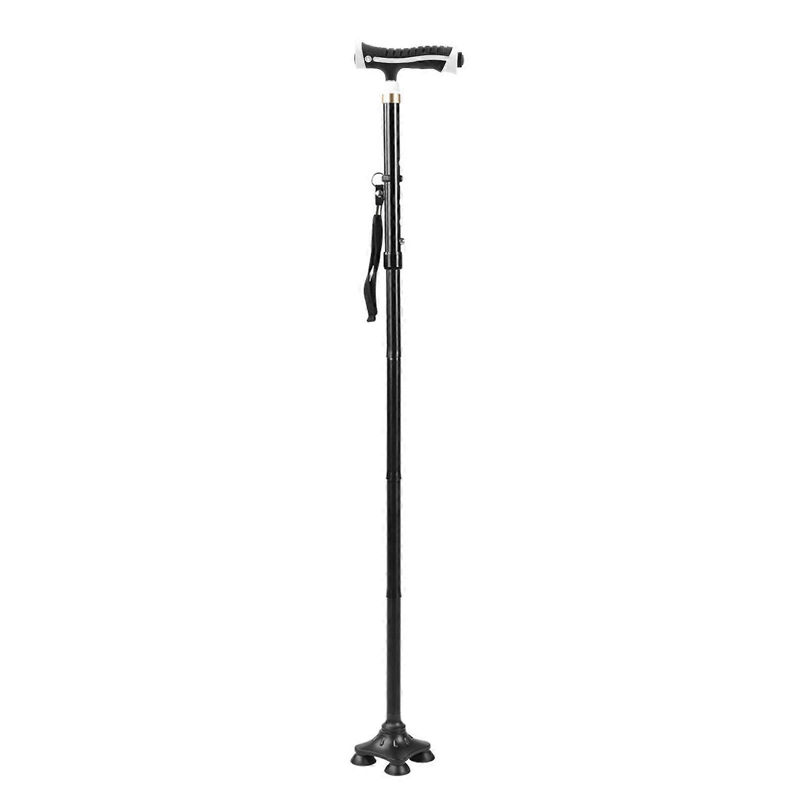 LED Light Aluminum Alloy Foldable Anti slip Elderly Crutches Handle Cane Walking Stick