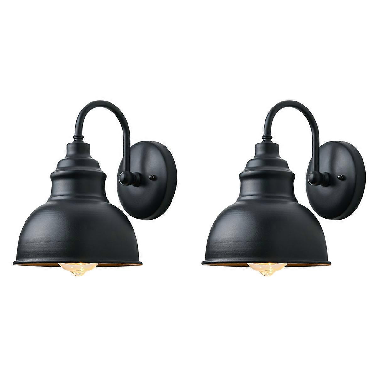 Vintage Wall Sconce Gooseneck Barn Flat Light (Black)