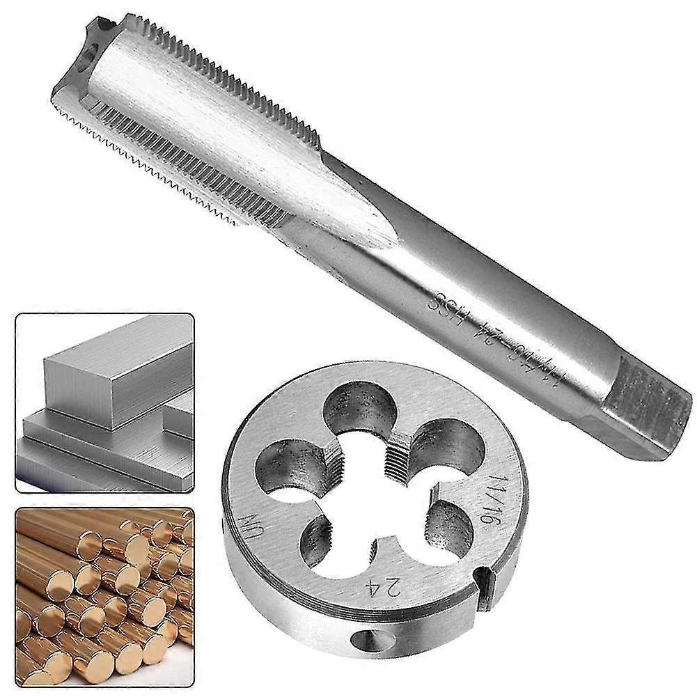 2pcs 11/16-24 Unef Tap And Die Set Machine Thread Right Hand For Cast Iron Metalworking Workshop Processing Manual Tools Kit