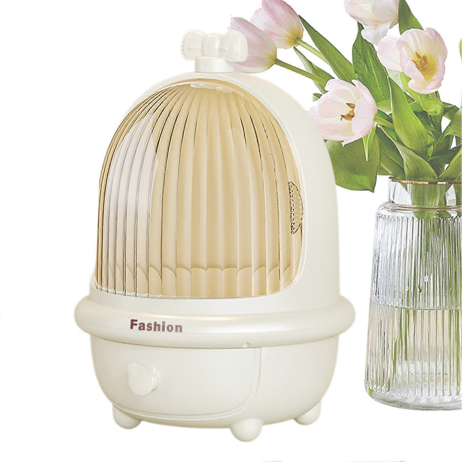 Makeup Holder With Lid Rotating Waterproof Skincare Display Cabinet For Lipstick Eyeshadow Loose Powder White