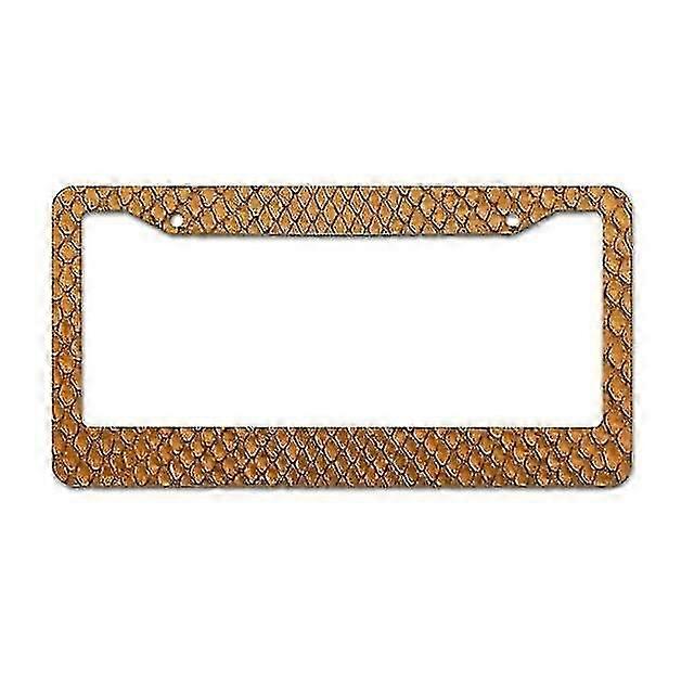 Cute Metal License Plate Frame with 2 Holes - Matte Aluminum Green Leaves Design 16x31cm Car Accessory