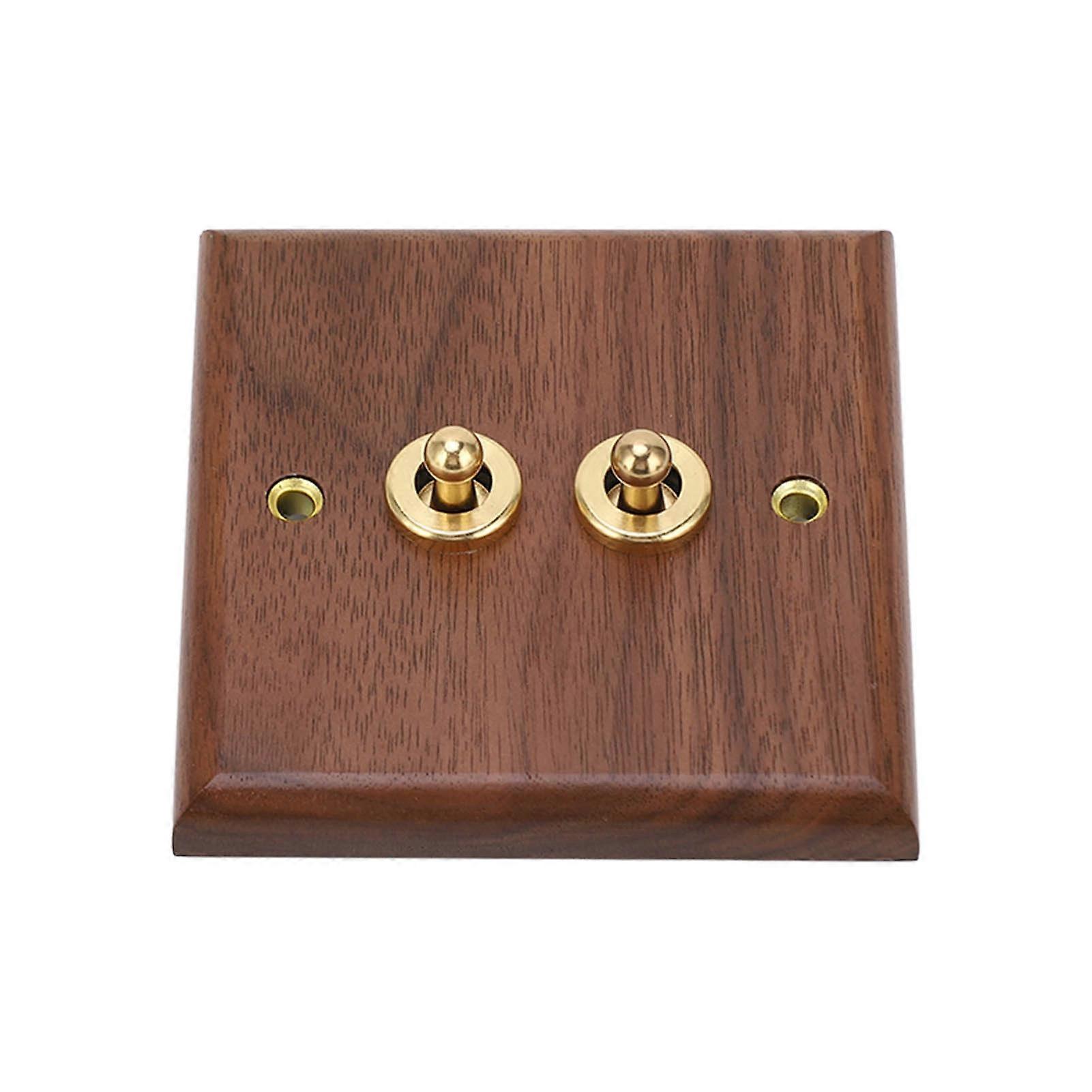 מתג דו-מצבי כפול פאנל הרכבה על קיר רטרו עץ אגוז עם בורג פליז 50HZ 250V