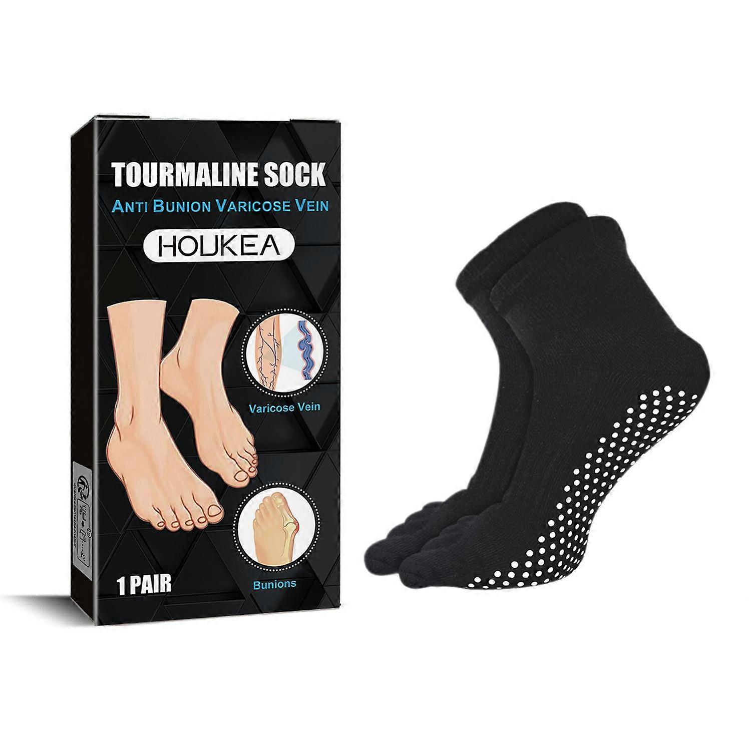 HOUKEA HKB05-A018-1-BK1 1 Pair Anti Bunion and Varicose Vein Non-Slip Tourmaline Socks