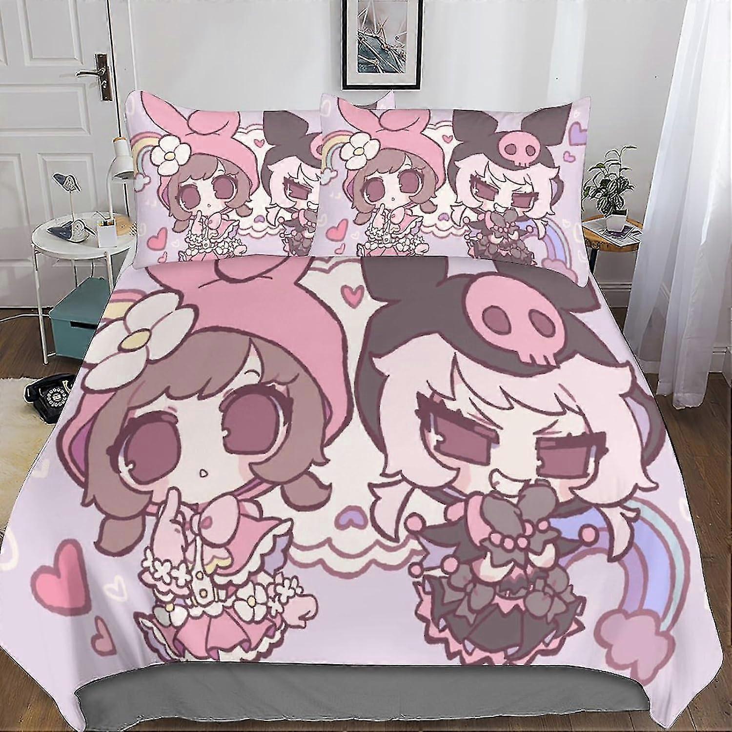 3D Printed Cute Style Duvet Cover Set, Soft Microfiber 3 Pieces with Zipper Closure for Kids