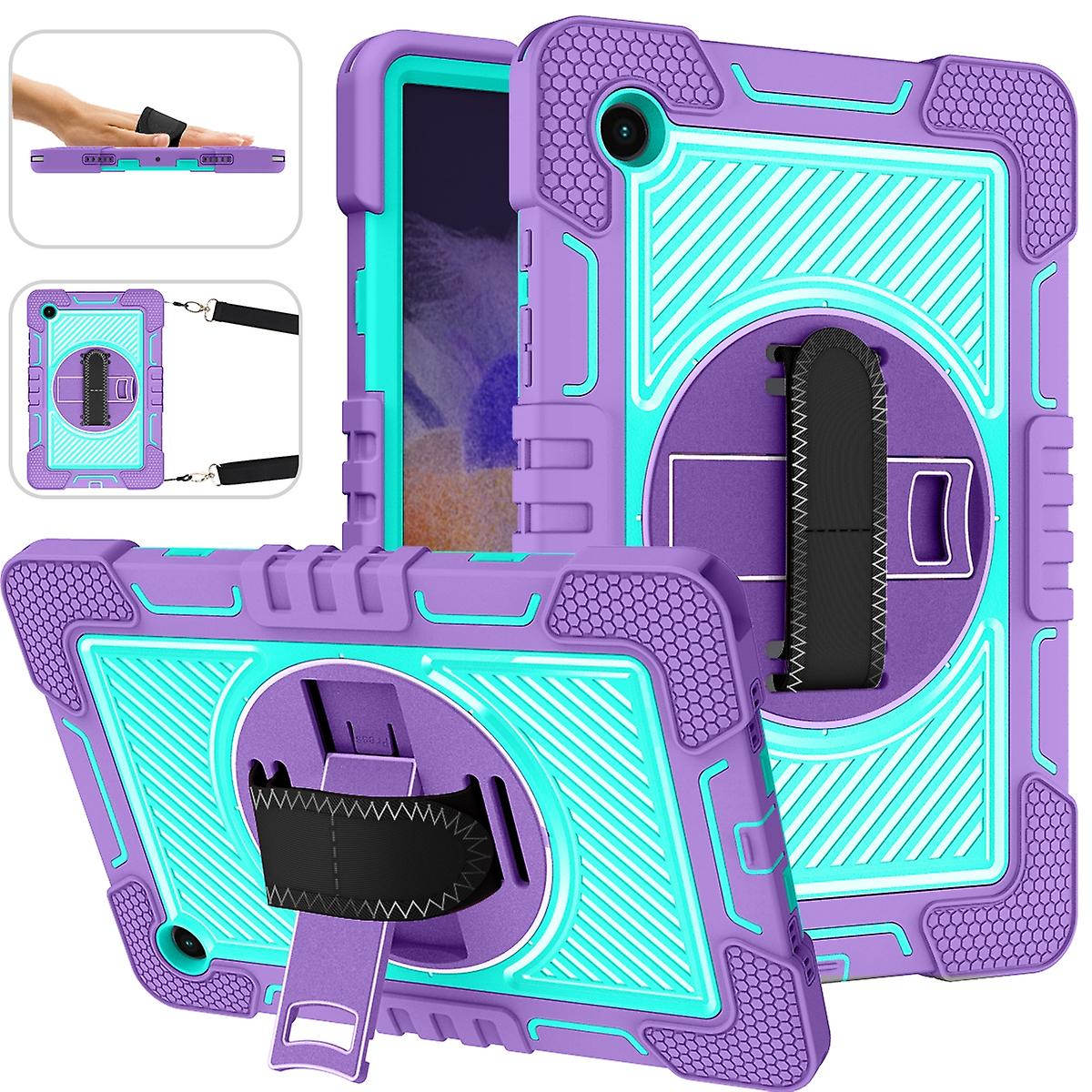 For Samsung Galaxy Tab A8 2021 X205 X200 Adjustable Outdoor Hybrid Blue/Purple 360 Degree with Retaining Loop Tablet Bag Cases Cover Case Protector Rob