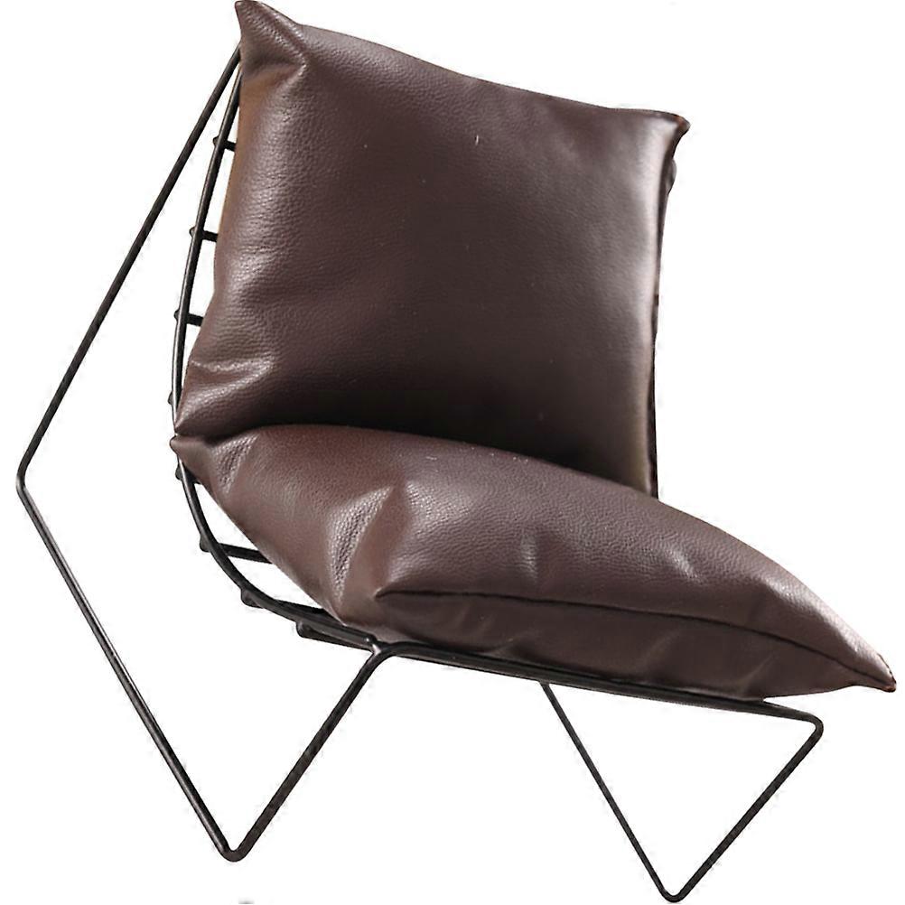 Iron Art Sofa Chair Model Miniature Furniture for Kids Use Brown Alloy