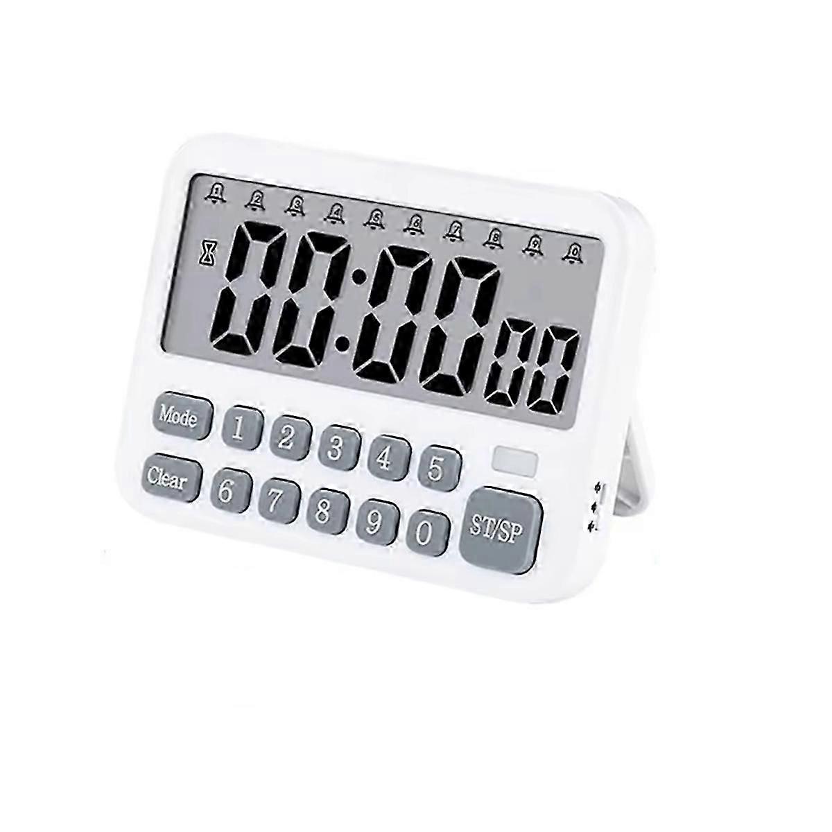 Digital Kitchen Timer 10-Alarms Clocks 99 Hours Countdown Mute/Vibration Magnetic Alarm Clock Table