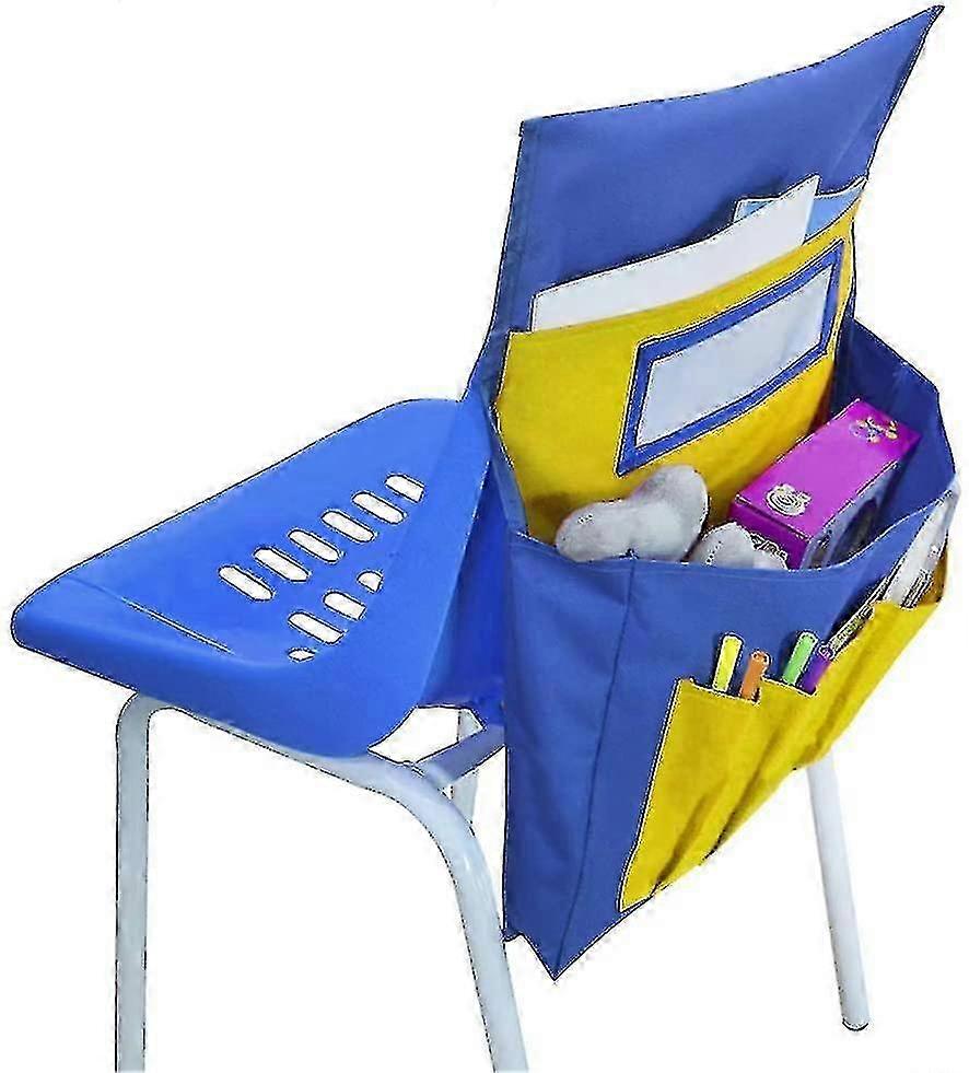 Chair Back Storage Bag Multi-function Chair Back Pocket Hanging Bag (Red & Blue)