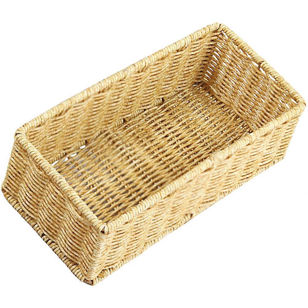 Imitation Rattan Storage Basket Multi Functional Holder for Spoons Forks Condiments and Sundries Decorative Kitchen Organizer Easy to Clean