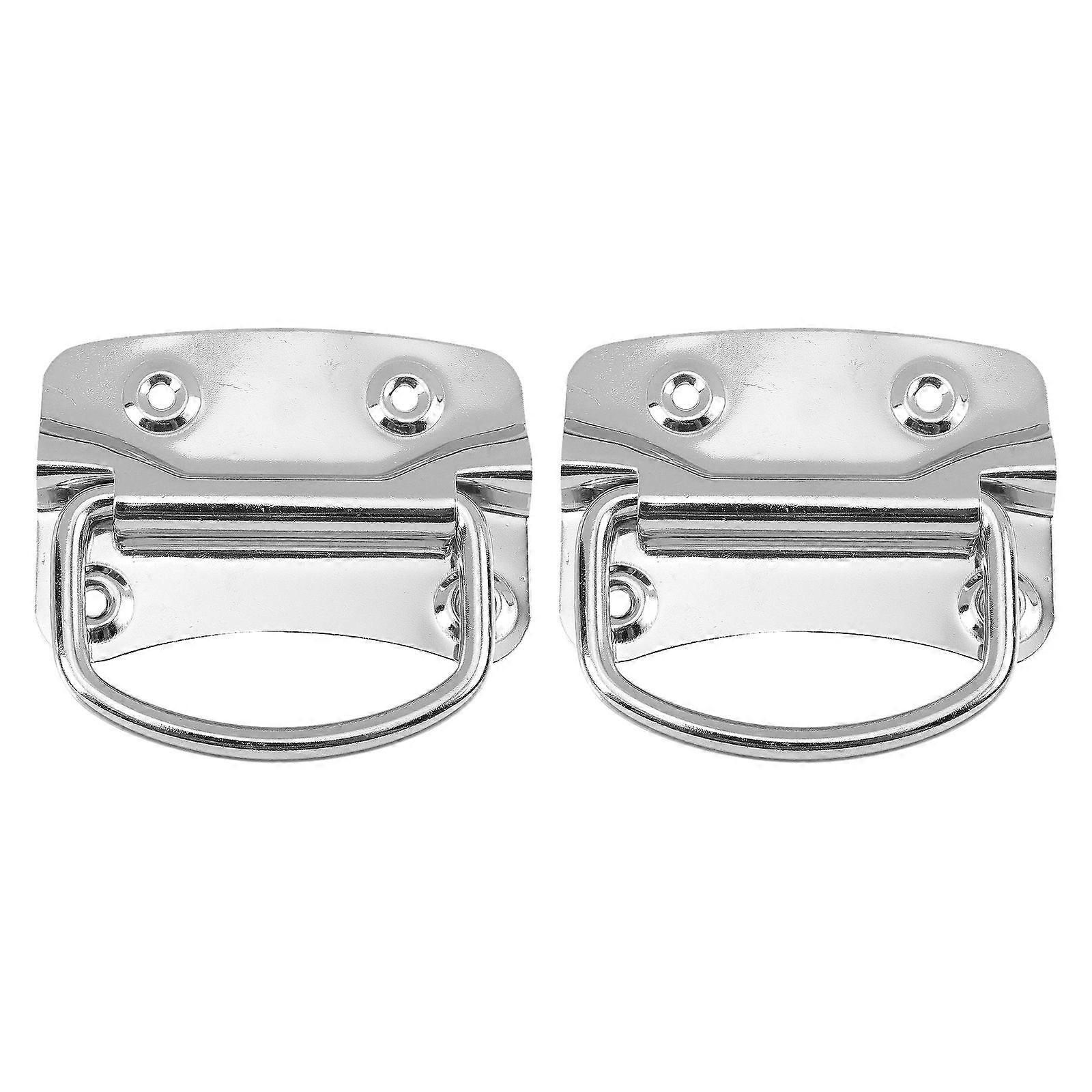 2pcs Toolbox Pull Handle Stainless Steel Folding Pull Handle Toolbox Case Ring Pull Handle