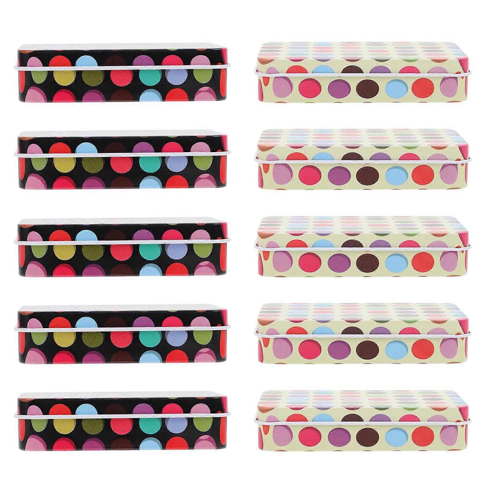 Iron Christmas Tins 10Pcs Assorted Color Fadeless Pattern Printing for Storage Candy Containers