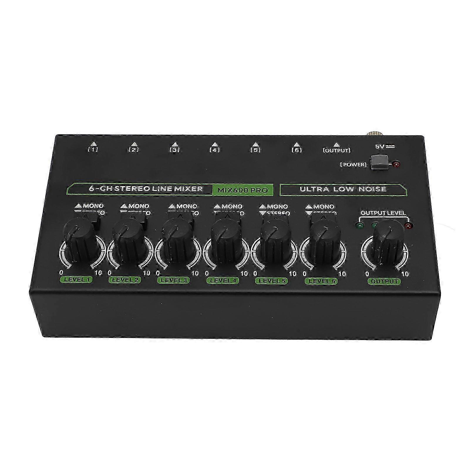 6-Channel Stereo Line Mixer with Low Noise & RGB Light - Driverless Single Channel Audio Mixer for Home Studio & DJ Use