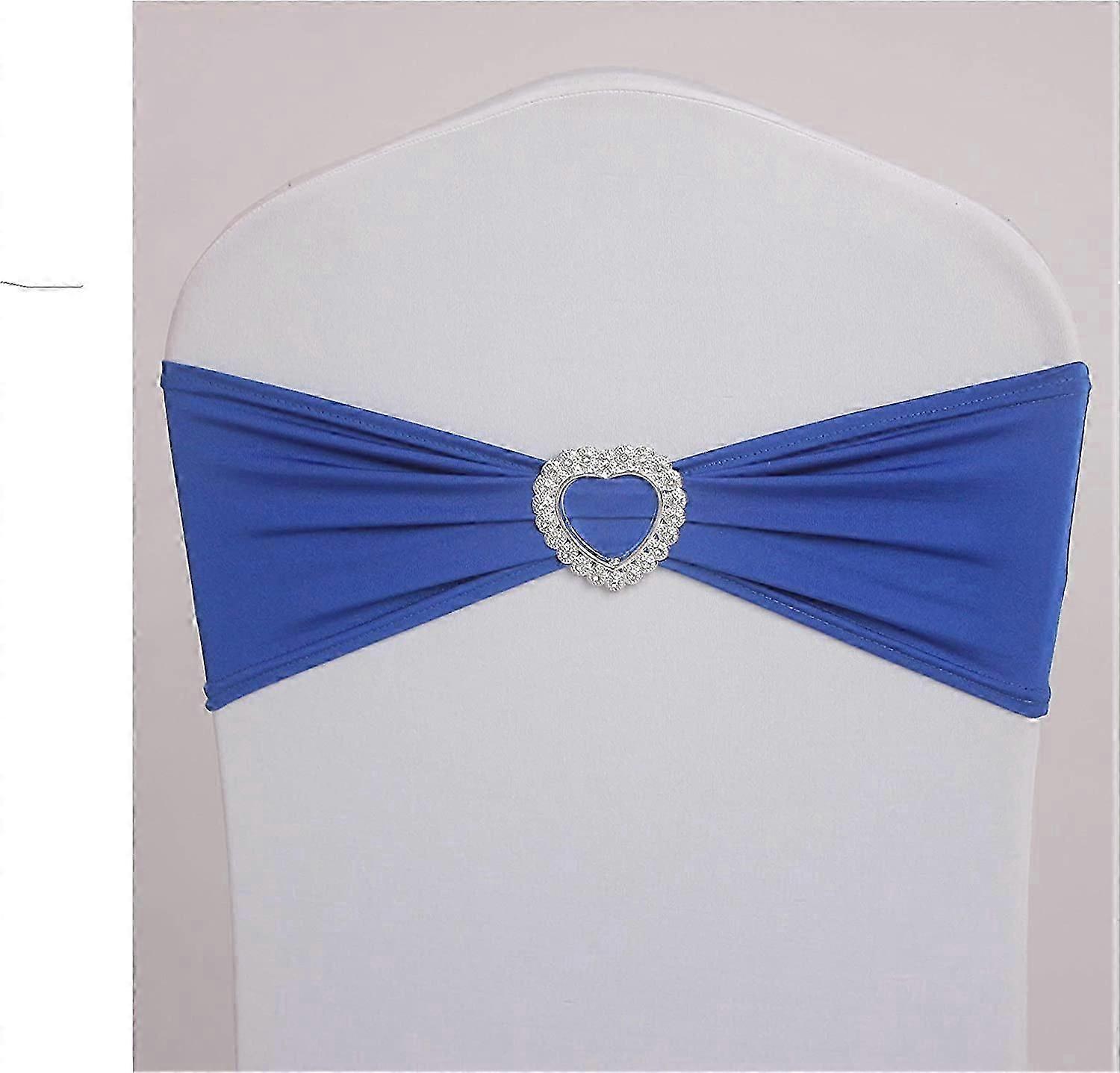 50dílné královské modré elastické popruhy na židle s jezdci ve tvaru srdce - ideální pro večírky ve Velké Británii