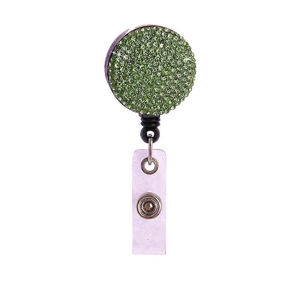 Retractable Badge Holder Rhinestone ABS Straps ID Cards Badge Holders Name Tags Work Badges Accessories Light Green 2Pack