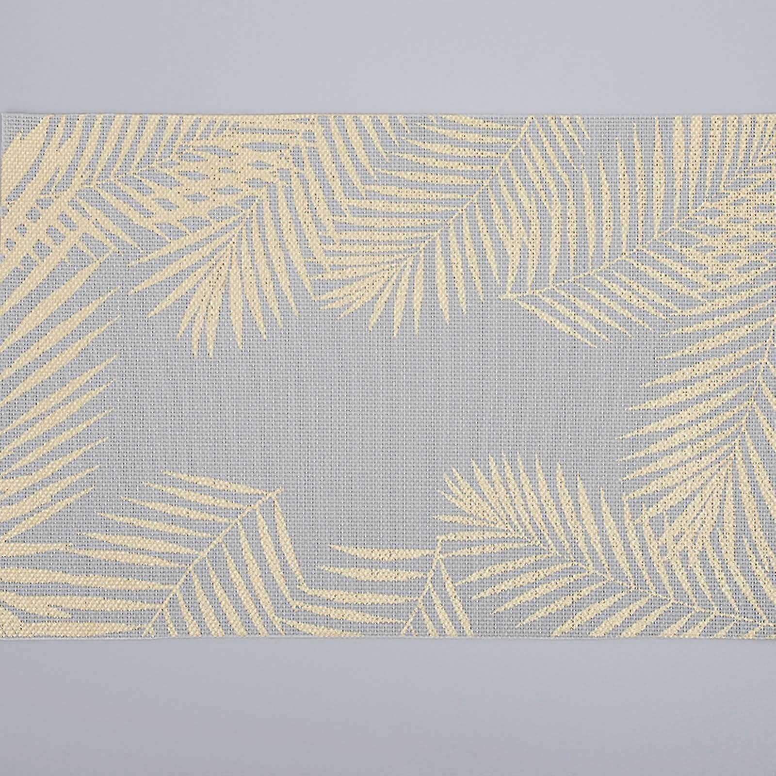 Rectangular Washable Table Mats, 6-Piece Set, Tropical Leaf Design, Heat-Resistant, 45x30cm, Light Gray Style 2