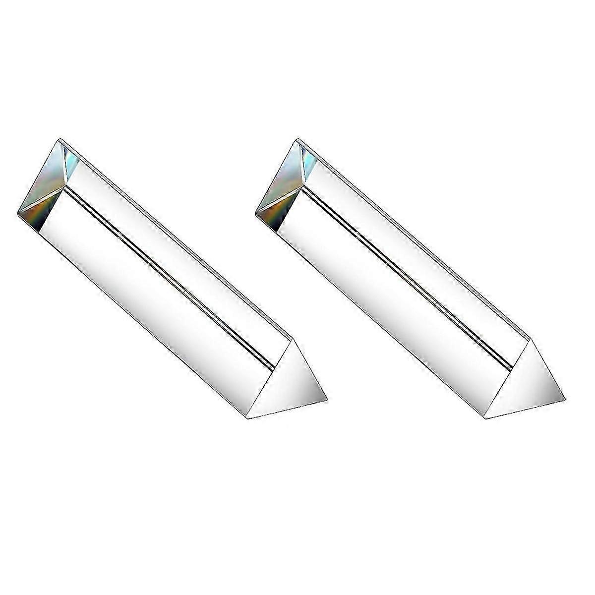 2Pcs 6Inch Crystal Optical Glass Triangular Prism for Photography Effects Physics Teaching Light Spe