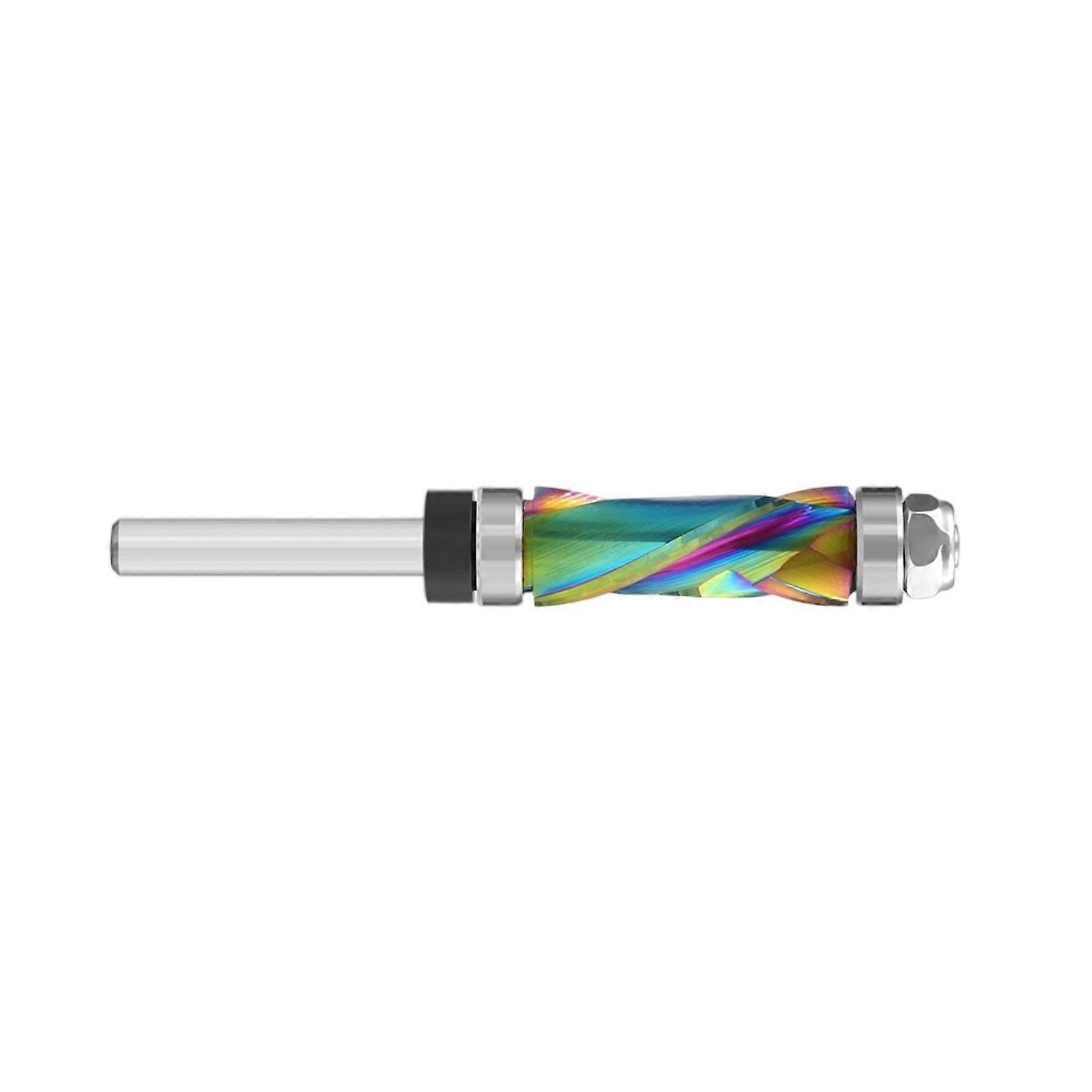 Rainbows Coated 1/4 Shank Trim Router Bit With Double Ball Bearing Fit for Woodcraft Projects Precise Woodworking Tool Multicolor