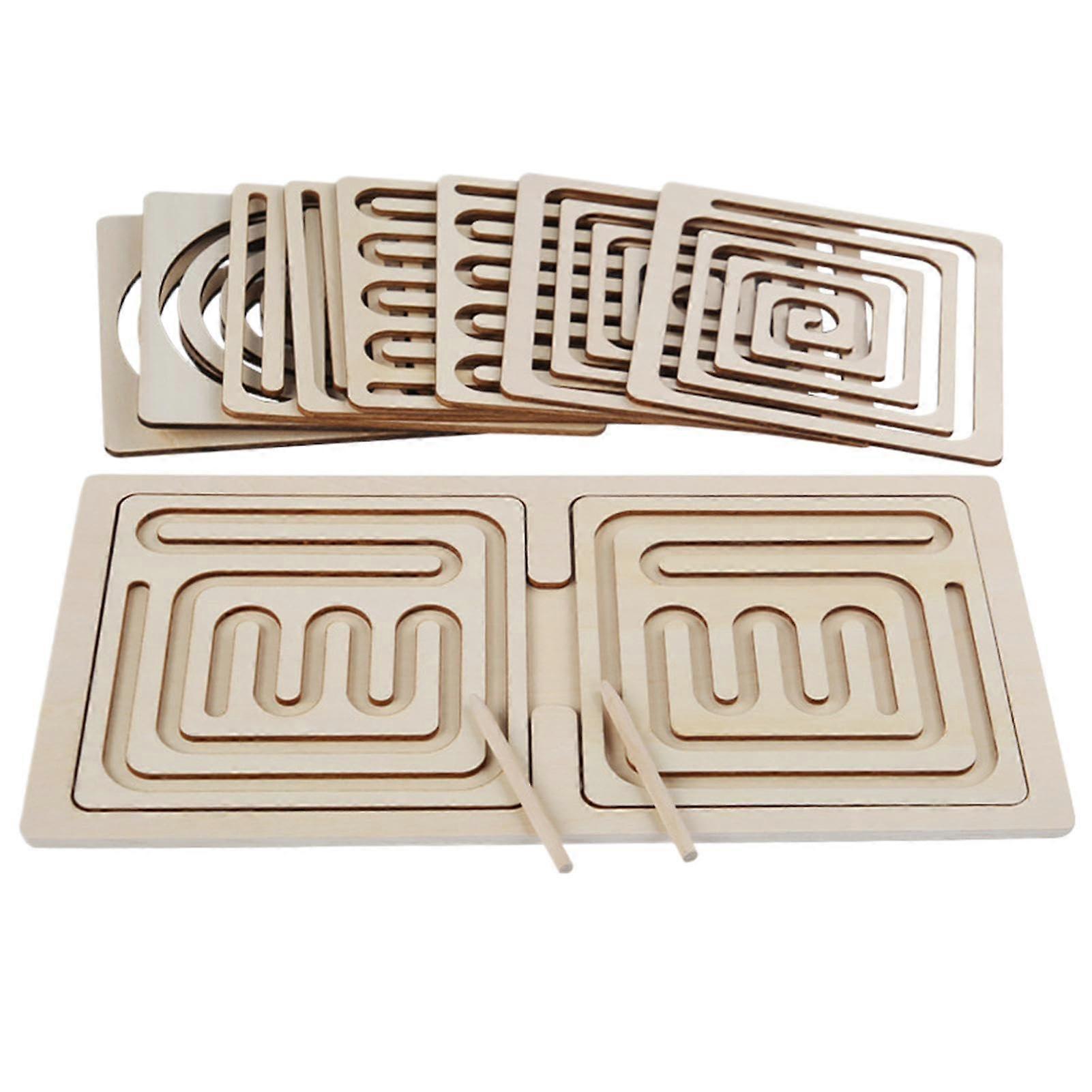 Wooden Maze Toy Pen-Control Labyrinth For Left And Right Brain Development, Standard-Size Educational Training Board