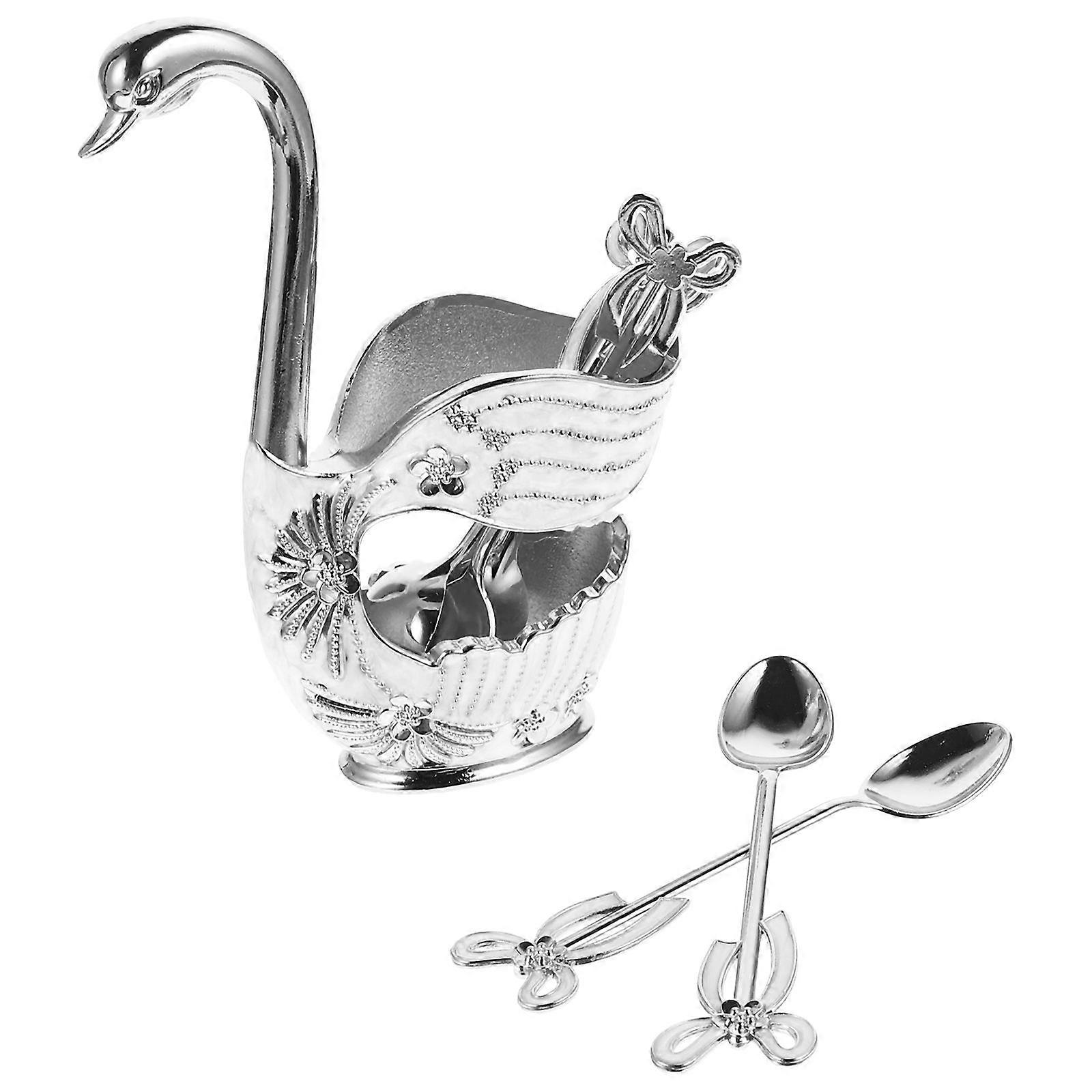 1 Set Coffee Scoop Holder with Swan Base Stand for Dessert and Ice Cream Scoop