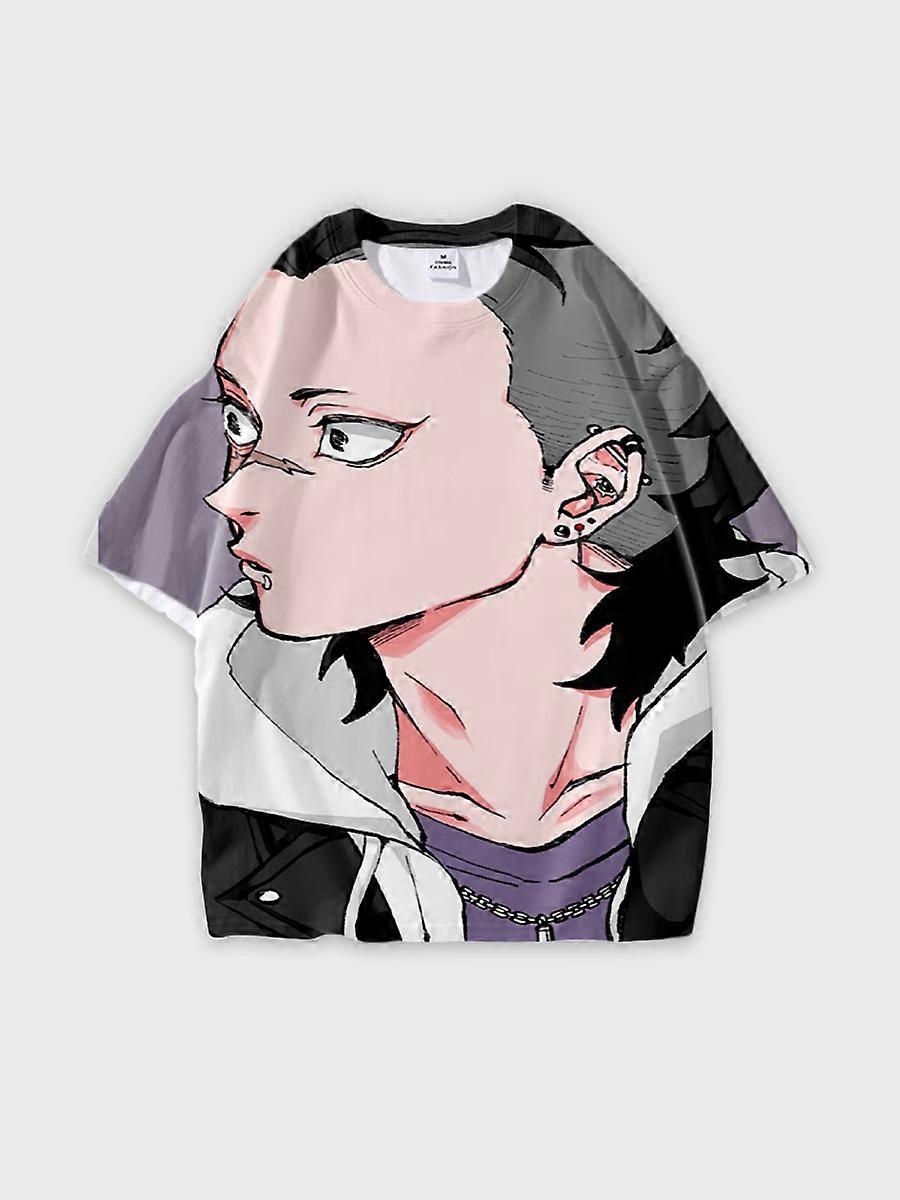 T-shirt round neck Character Pattern loose short sleeve P3278