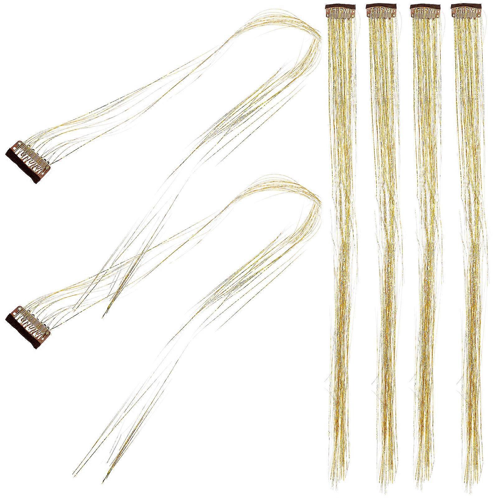 a polished and engaging product description based on your input:
**6pcs Tinsel Hair Extensions Kit – Clip In Glitter Strands for Easy Sparkling