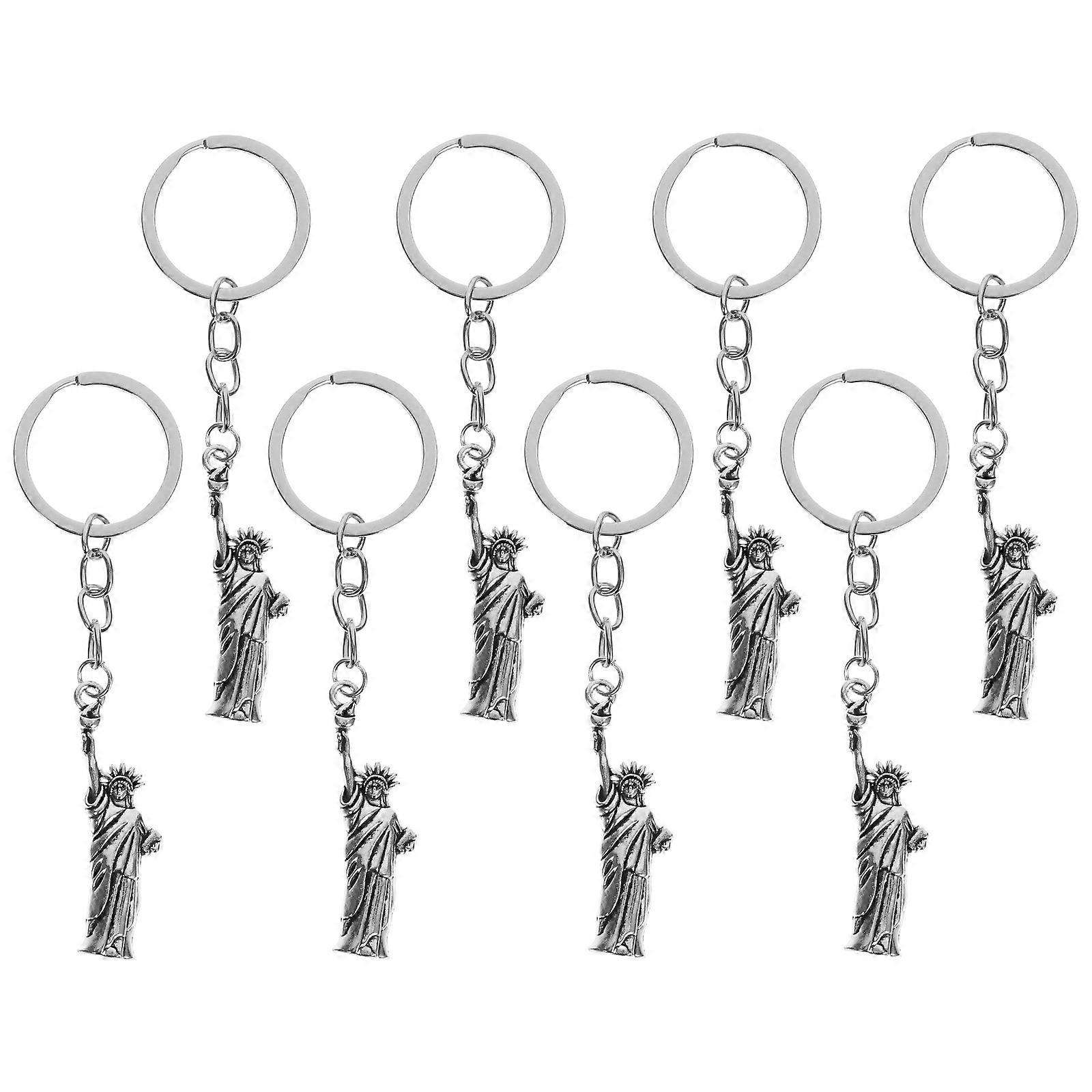 Silver Metal American Keychain for Decor with Unique Independence Day Design, 4th of July Party Favors, 1 Piece