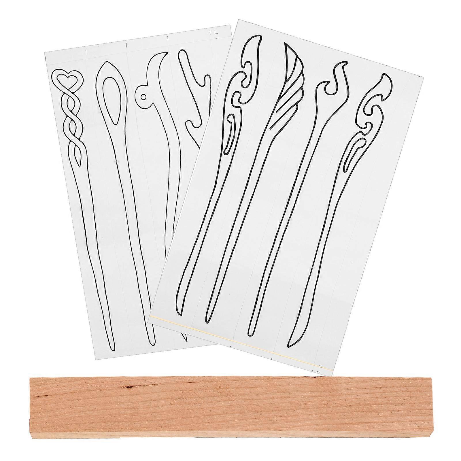 Chocolate Wooden Hairpin Craft Block for DIY Use 1 Set Wood and Paper Material