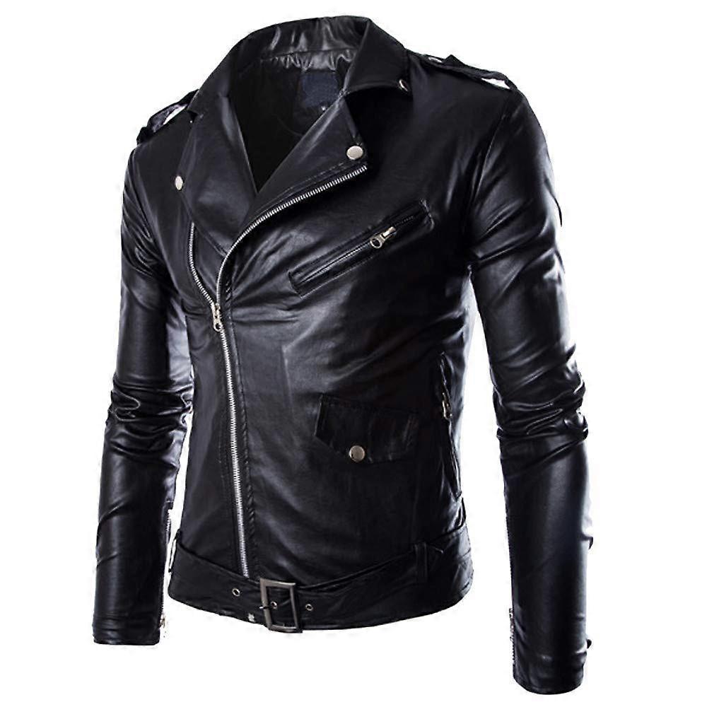Leather Jacket For Men - Black Size M Model A6 Leather Outerwear Classic Style